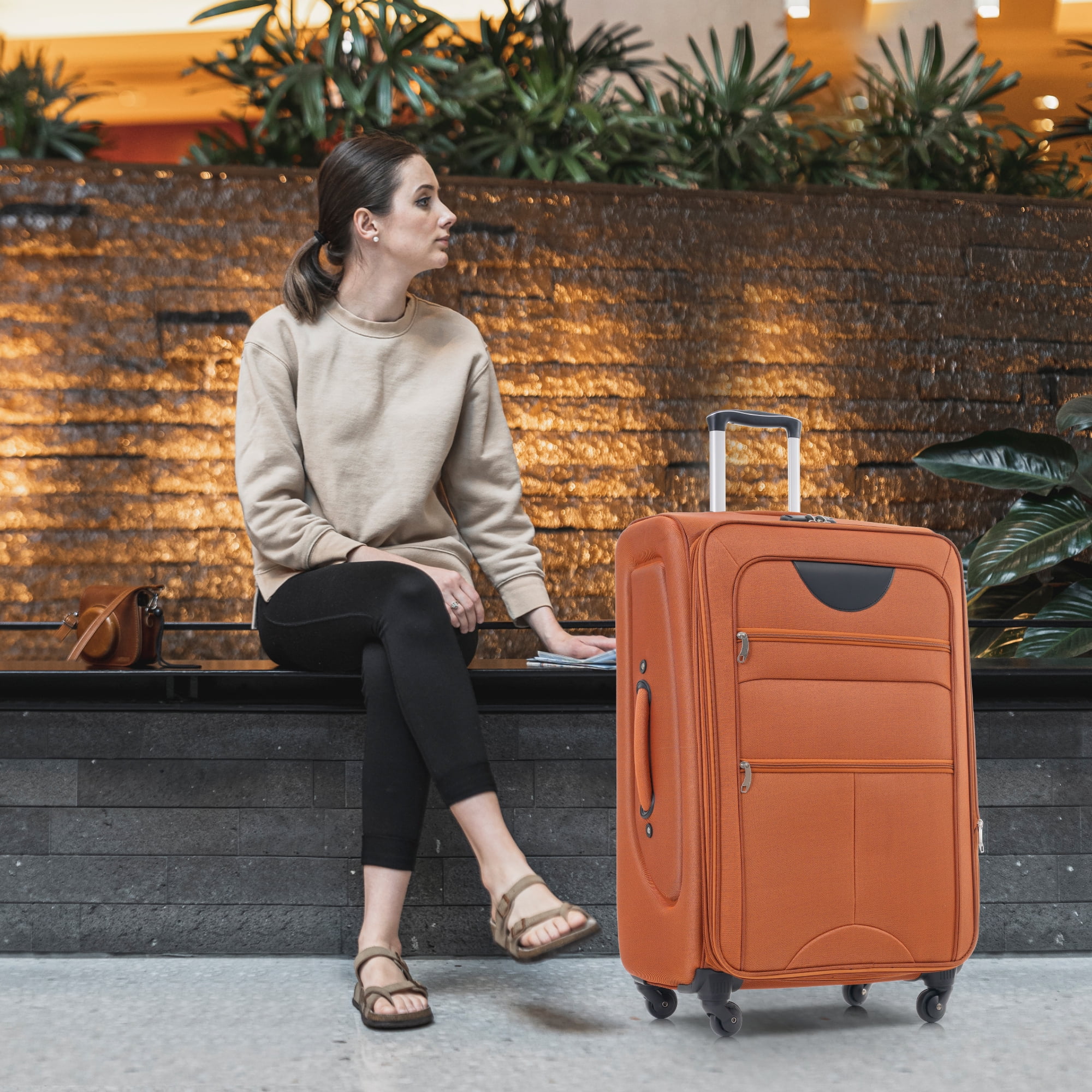 EUROCO 3 Piece Softside Luggage Set,Expandable Suitcase Set with TSA Lock and Spinner Wheels,Lightweight Suitcase for Men Women(20