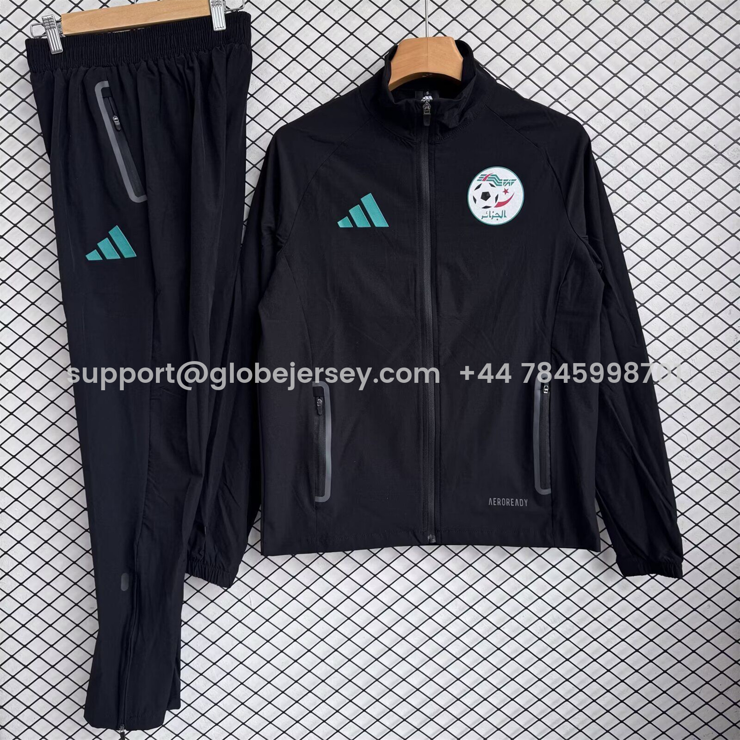 Algeria 25-26 Windbreaker Training Set - Black Top and Pants
