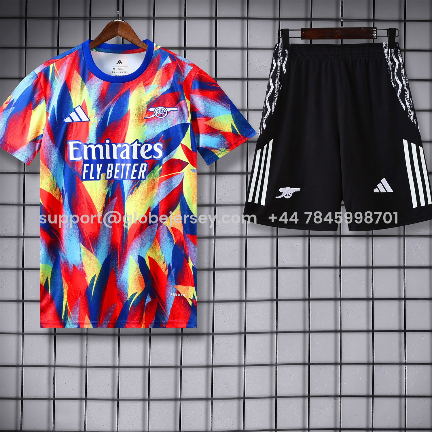 Arsenal 25-26 Short-Sleeve Training Set - Colorful Festival Top and Black Shorts