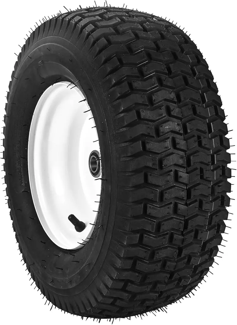 15×6-6″ Lawn Tractor Tires – 2-Pack Turf Pneumatic Tire & Wheel Assemblies with Hub Adapters for Riding Mowers