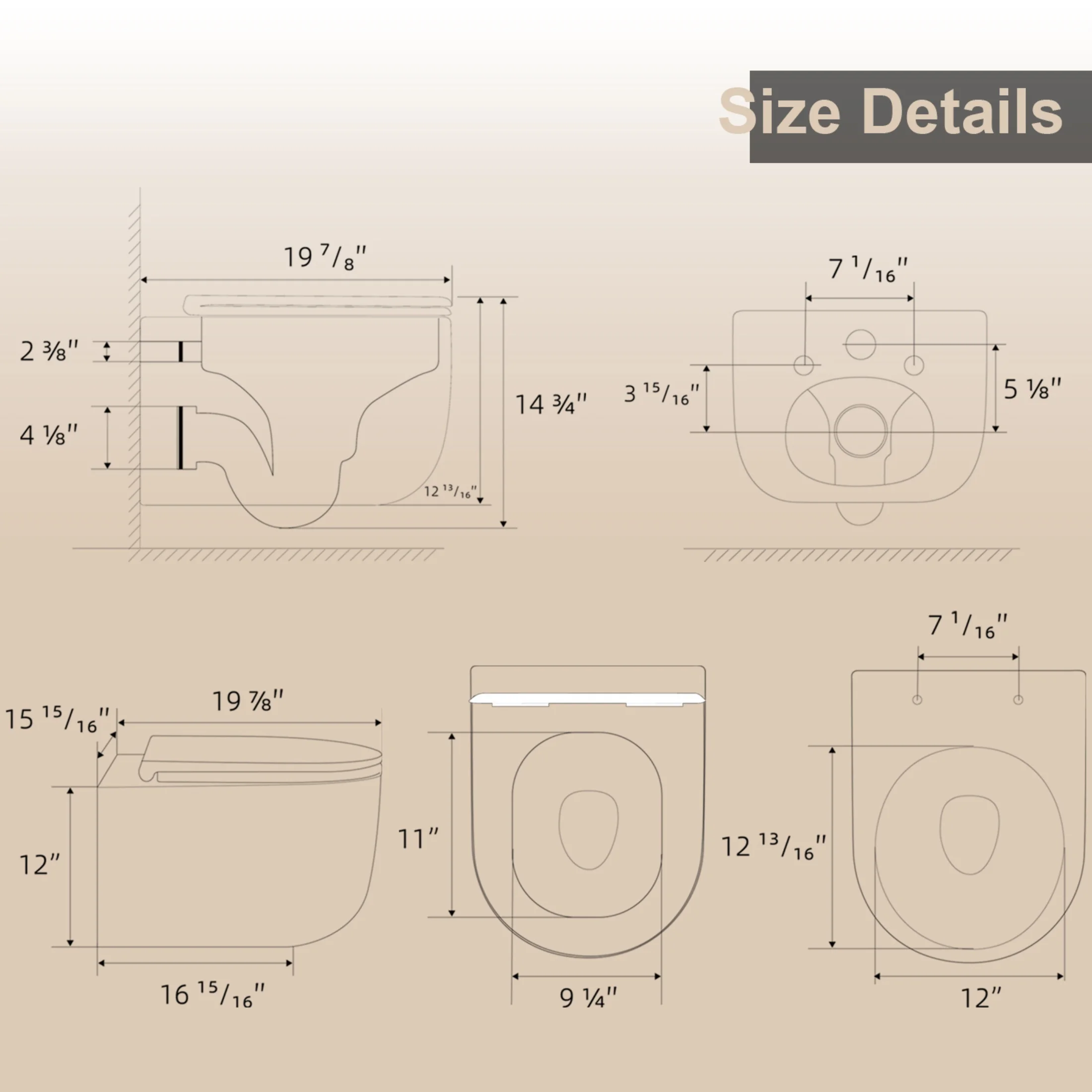 Los Flexi Compact Wall-Mount Toilet Set - Round Bowl, In-Wall Tank, Tornado Flush, Actuator Plate Included