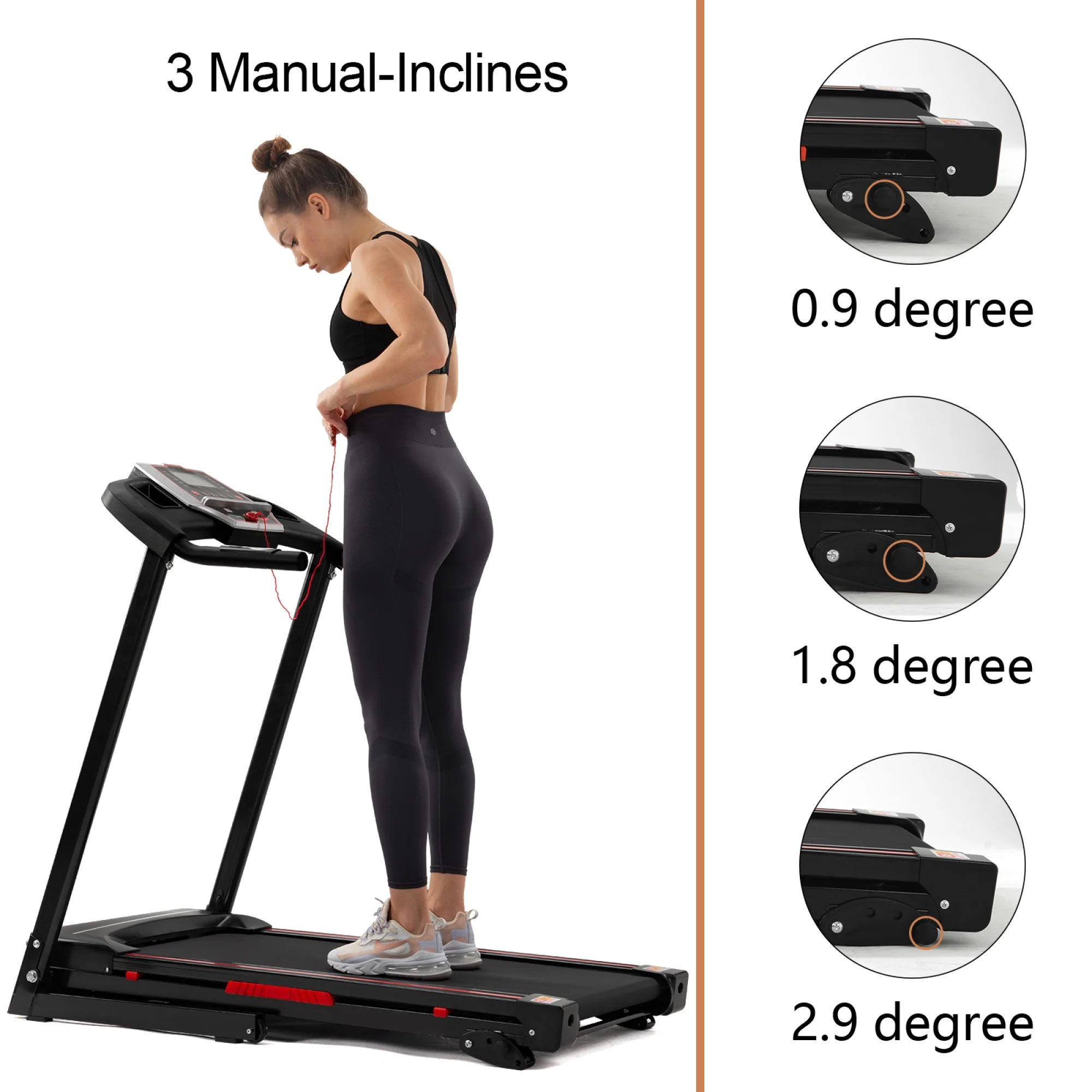 SWERTOY Folding Treadmill, Install Free Under Desk Treadmill Portable Foldable with Incline, Large LCD Display, 3.5HP Foldable Treadmill with 2s Folding