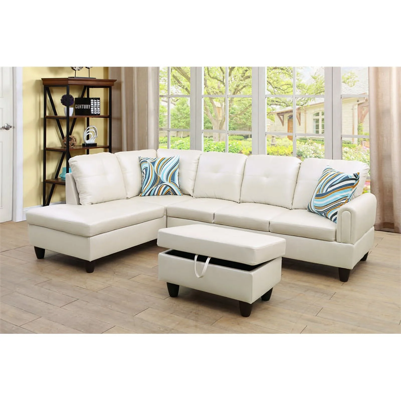 Lifestyle Furniture Sectional sofa set with sofa,loveseat and chair,for Living Room, Apartment, Studio, Office, White