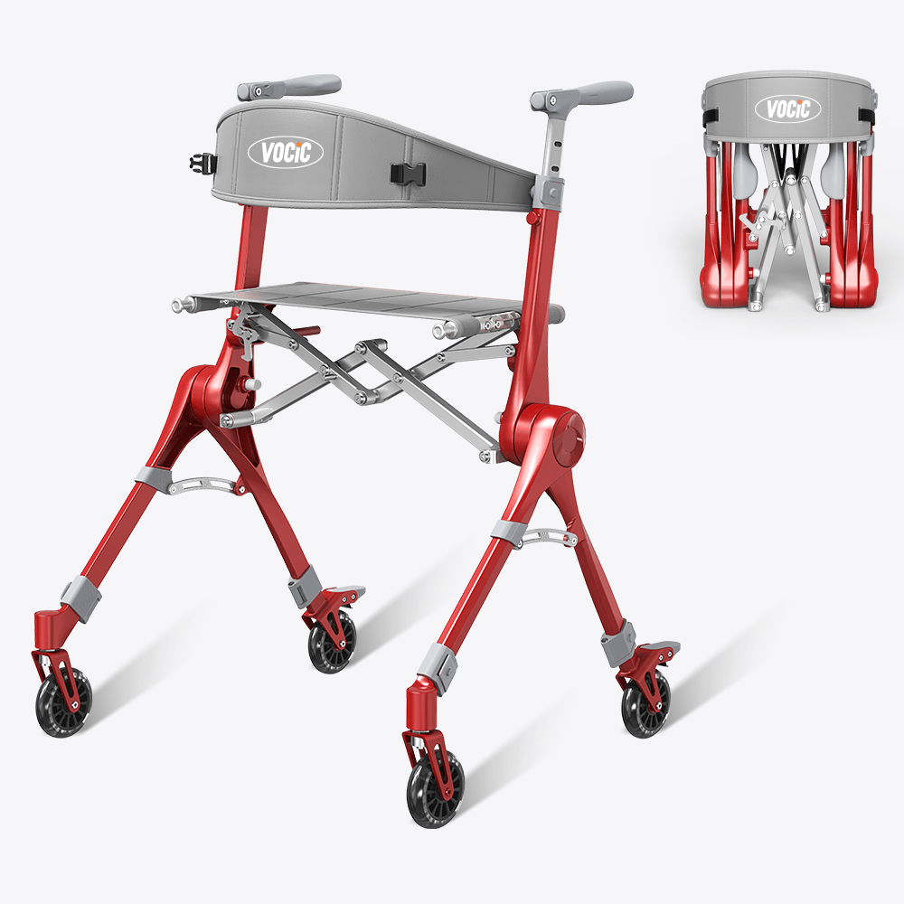 💥Costco-Last Day For Clearance✨VOCIC Z35 PackGo Ultra Lightweight Foldable Rollator Walker, Includes Carry Bag