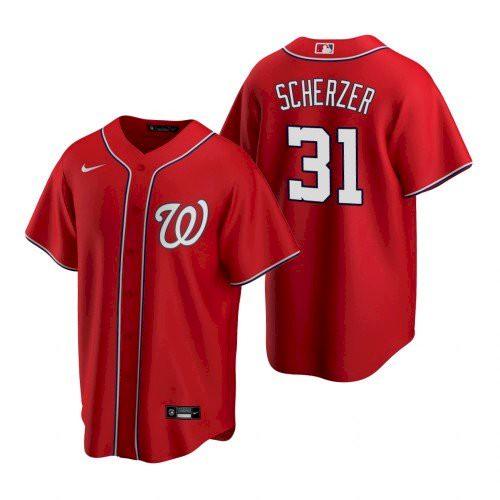 Mens Washington Nationals Max Scherzer Cool Base Replica Jersey Red