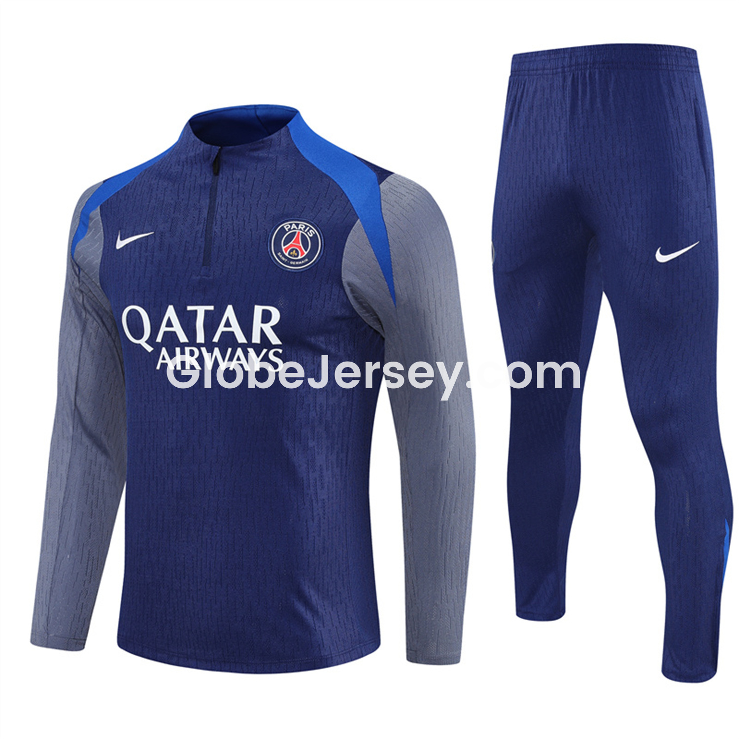 Paris Saint-Germain PSG 25-26 Long Sleeves Training Set - Royal Blue Gray Sleeves Top & Royal Blue Pants