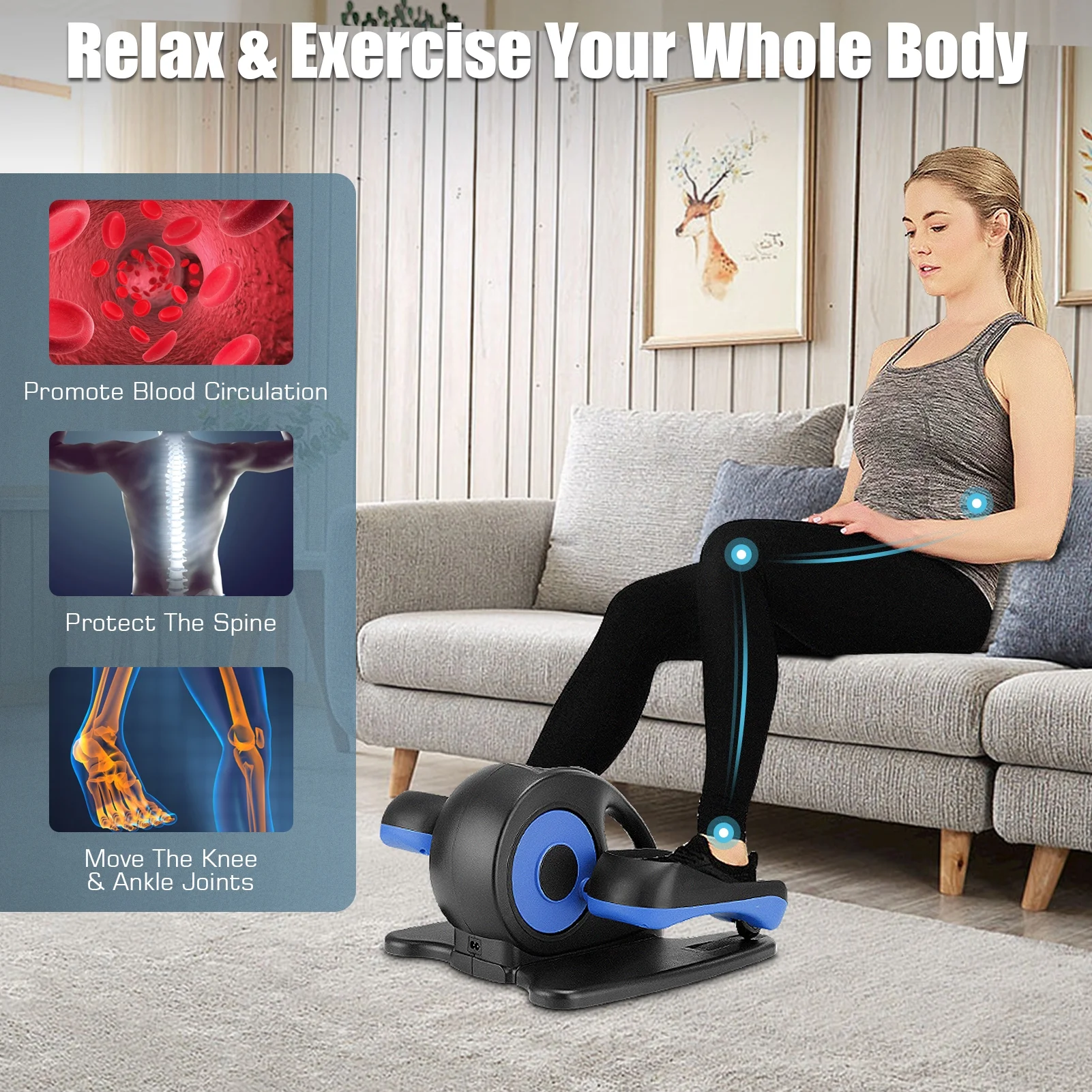 Elliptical Machine, Under Desk Elliptical with Remote Control, Quiet Home Ellipse Exerciser for Seniors