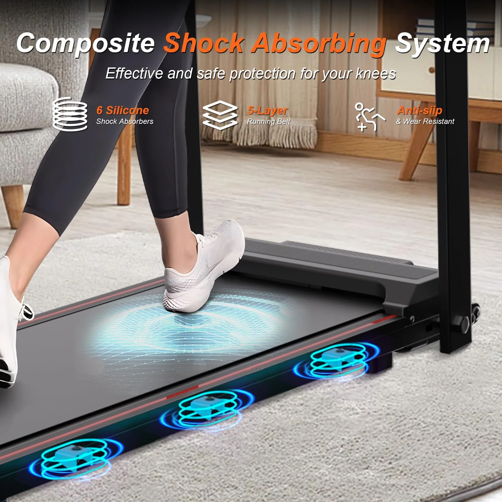 [TREADMILL CLEARANCE] FYC 2.5HP Folding Treadmill with Adjustable Height Desk & Incline - Compact Electric Treadmill Bluetooth Speaker for Running Walking Foldable Portable  (Silver)