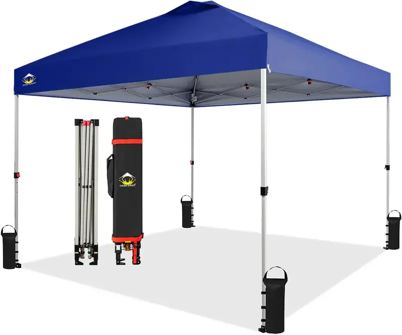 10×10 One-Click Pop-Up Awning – Silver-Coated Sunshade Canopy for Beach. Picnic & Outdoor Events