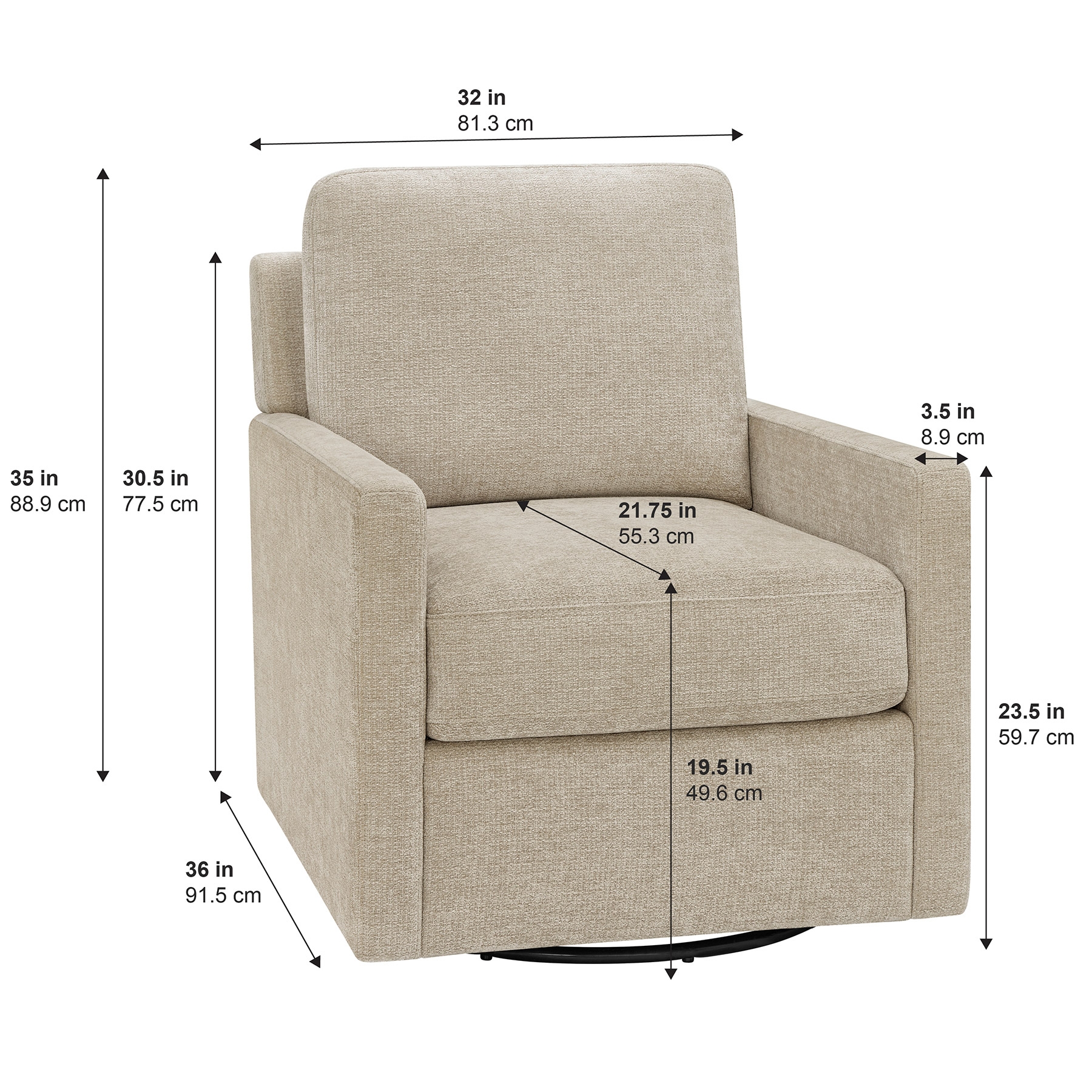 Henredon Marley Fabric Swivel Accent Chair