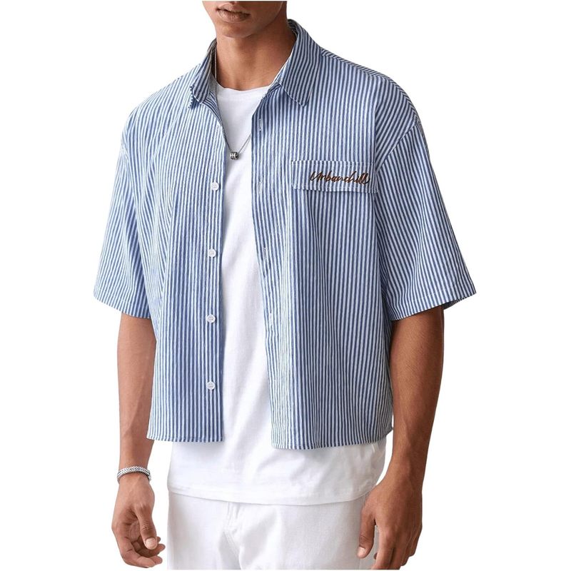Men's Button Down Shirt Streetwear Crop Top Country Concert Outfits