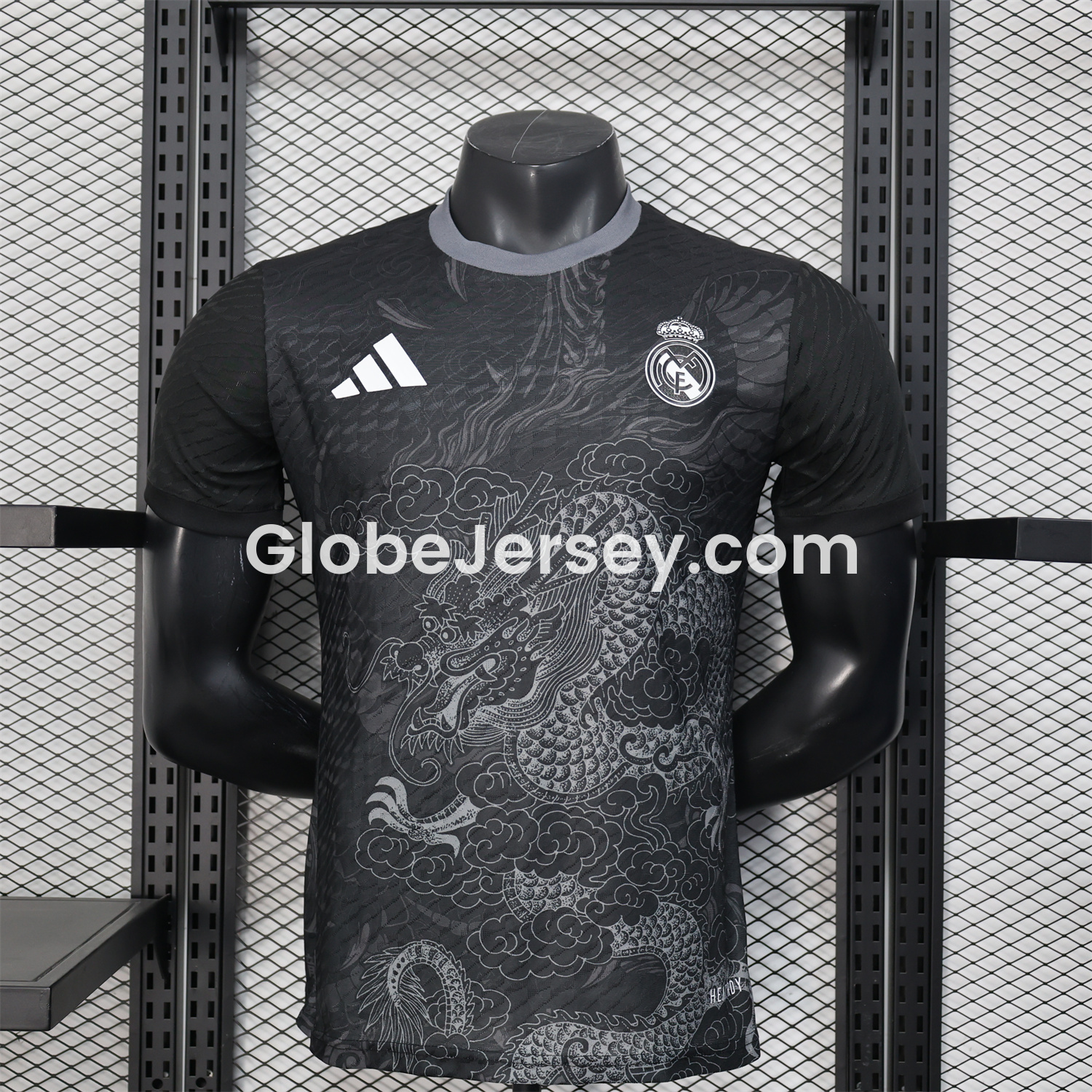 Real Madrid 25-26 Grey Chinese Loong and Auspicious Clouds Line Drawing Black Jersey - Player Version