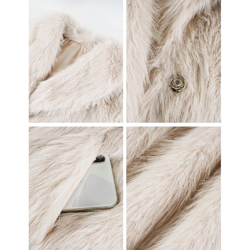 Women's Long Faux Fur Coats Winter Fluffy Open Front Luxury