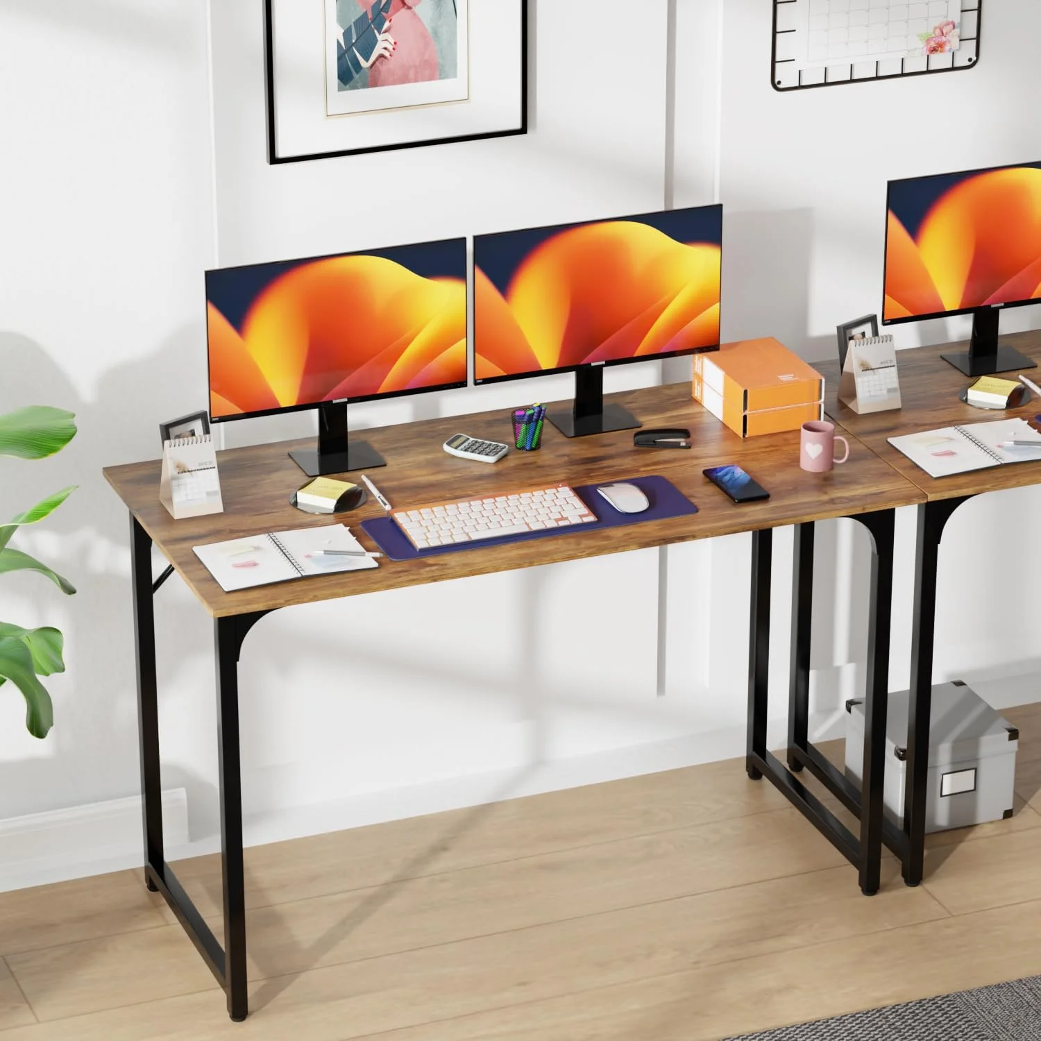 32/39/47 inch Computer Desk Study Writing Table, Adjustable feet, Modern Furniture for Home Office (1, Brown, 32 inch)