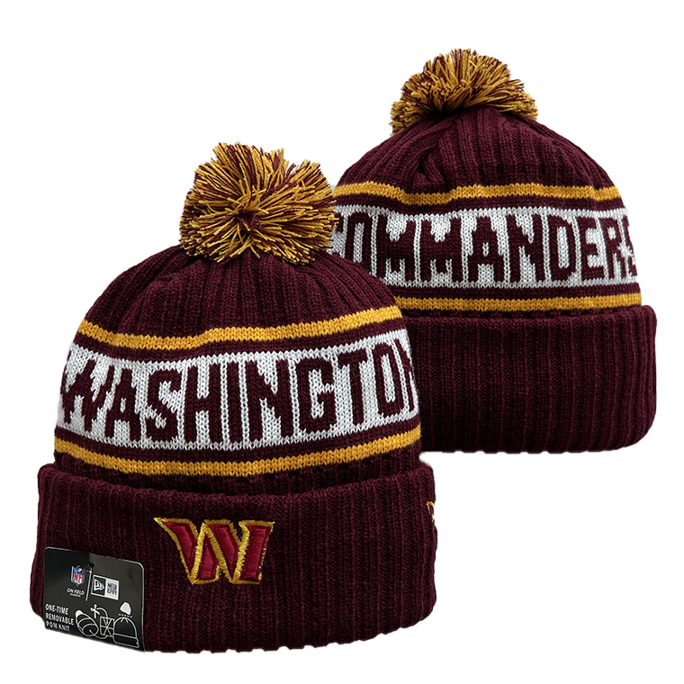 Men's  Black Washington Commanders Repeat Cuffed Knit Hat with Pom