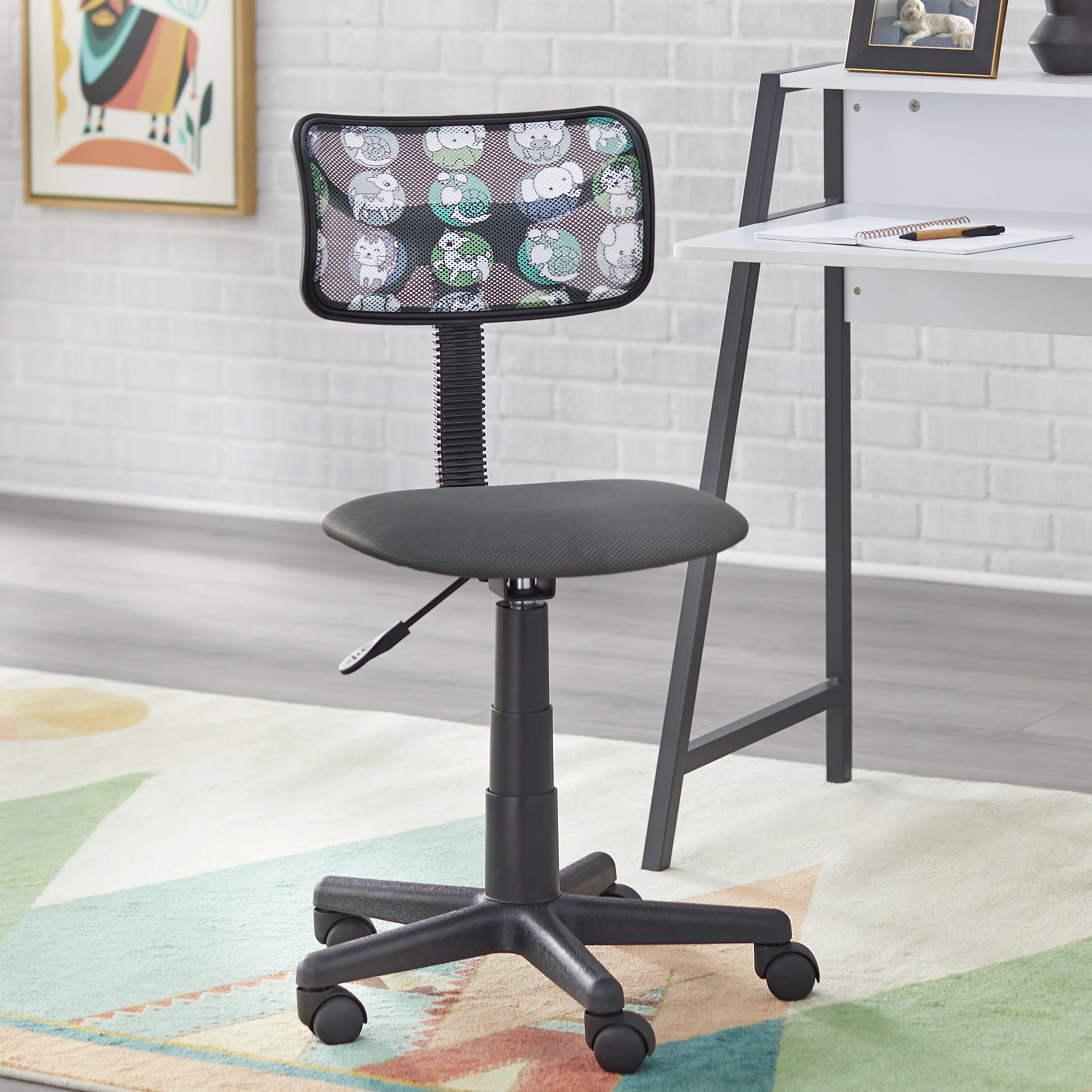 TMS Focus Kids Metal Frame Desk and Swivel Task Chair Set, Orange/White