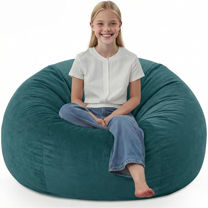 BUBBLEBEAN 2FT Bean Bag Chair, Comfy Bean Bag Chairs with Memory Foam Filled