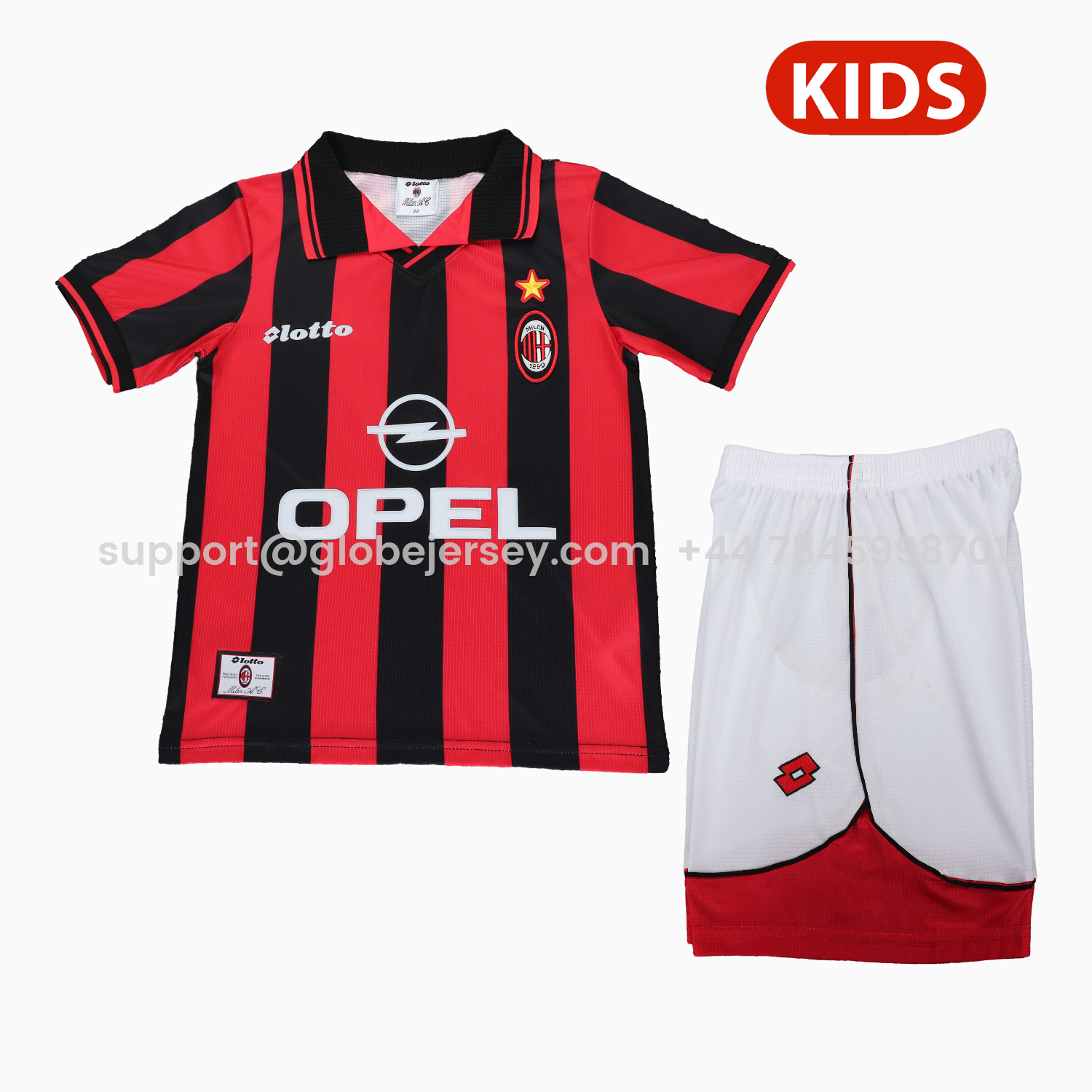 Retro AC Milan 1997-98 Home Kids Kit