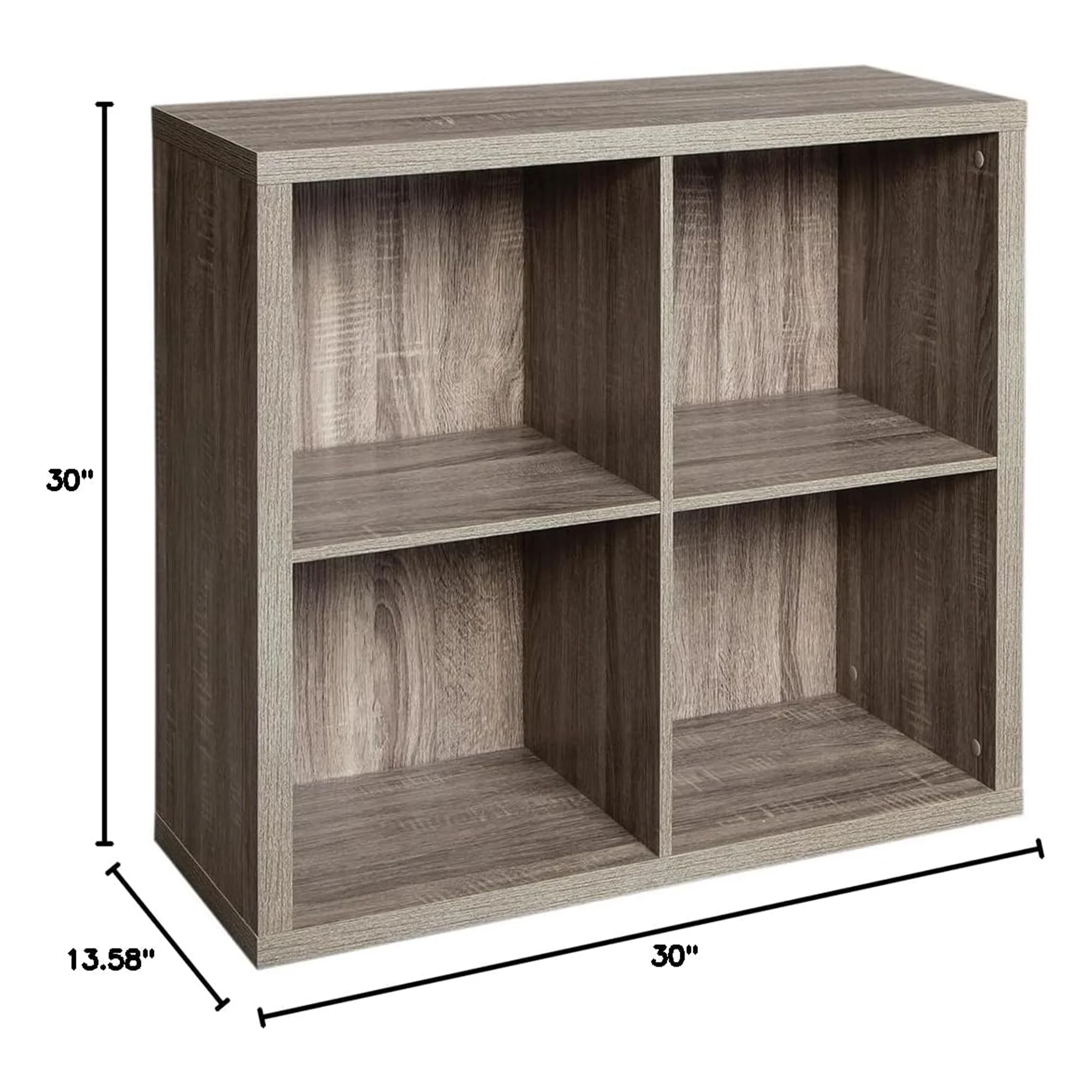 ClosetMaid 4 Cube Storage Shelf Bookshelf Organizer with Back Panel, Gray