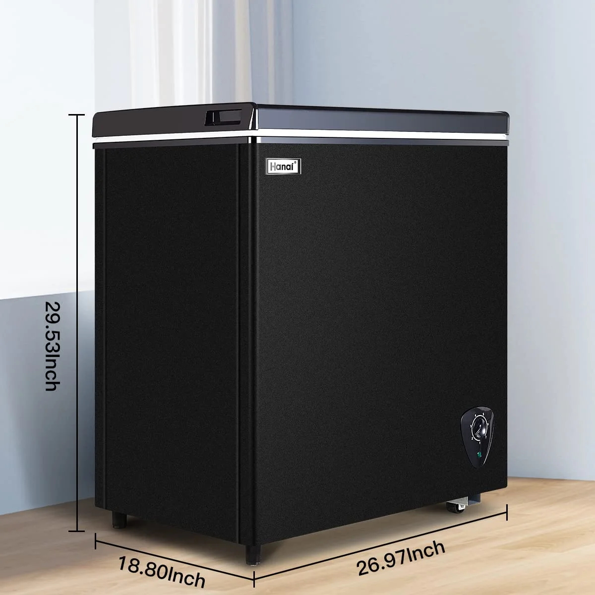 WANAI 5.0 Cu.ft,Chest Freezer,Deep Freezer,Removable Storage Basket Freezer,Black