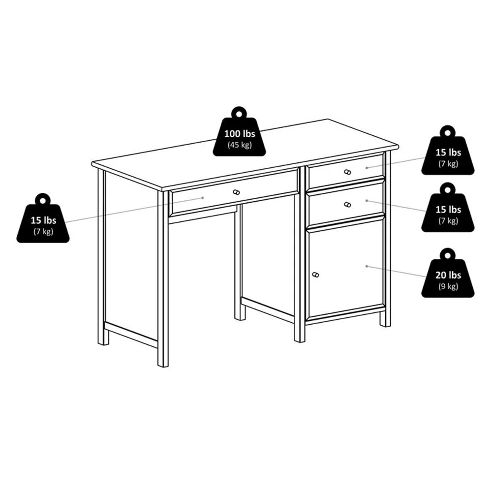 Pemberly Row Transitional Composite Wood Office Writing Desk in Black