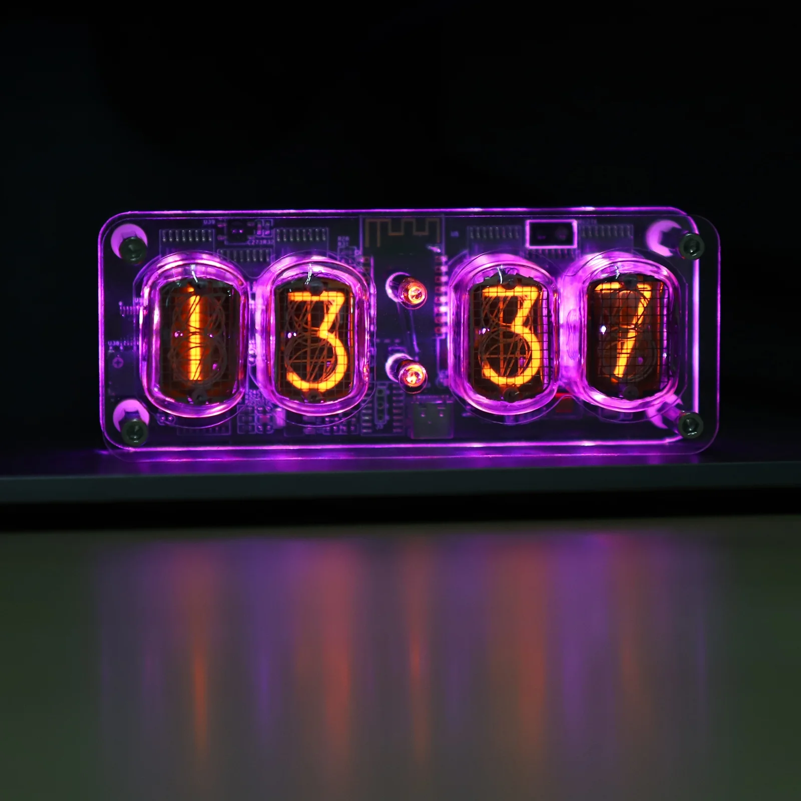 Nixie Tube Clock with IN-12 Tubes, Luminous Clock, Retro Modern Desk Vintage Punk Digital Desktop Creative Ornaments USB Type-C Connection Type