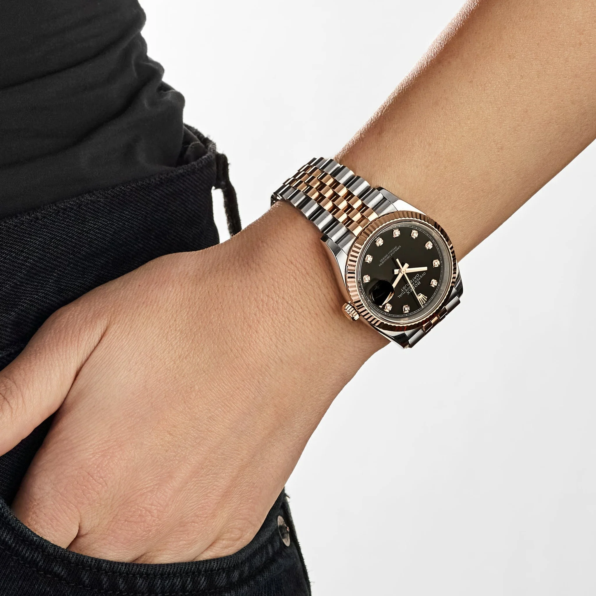 【Super Clone】RLX  Datejust 36mm 126201 Bright Black Dial Jubilee Bracelet Watch