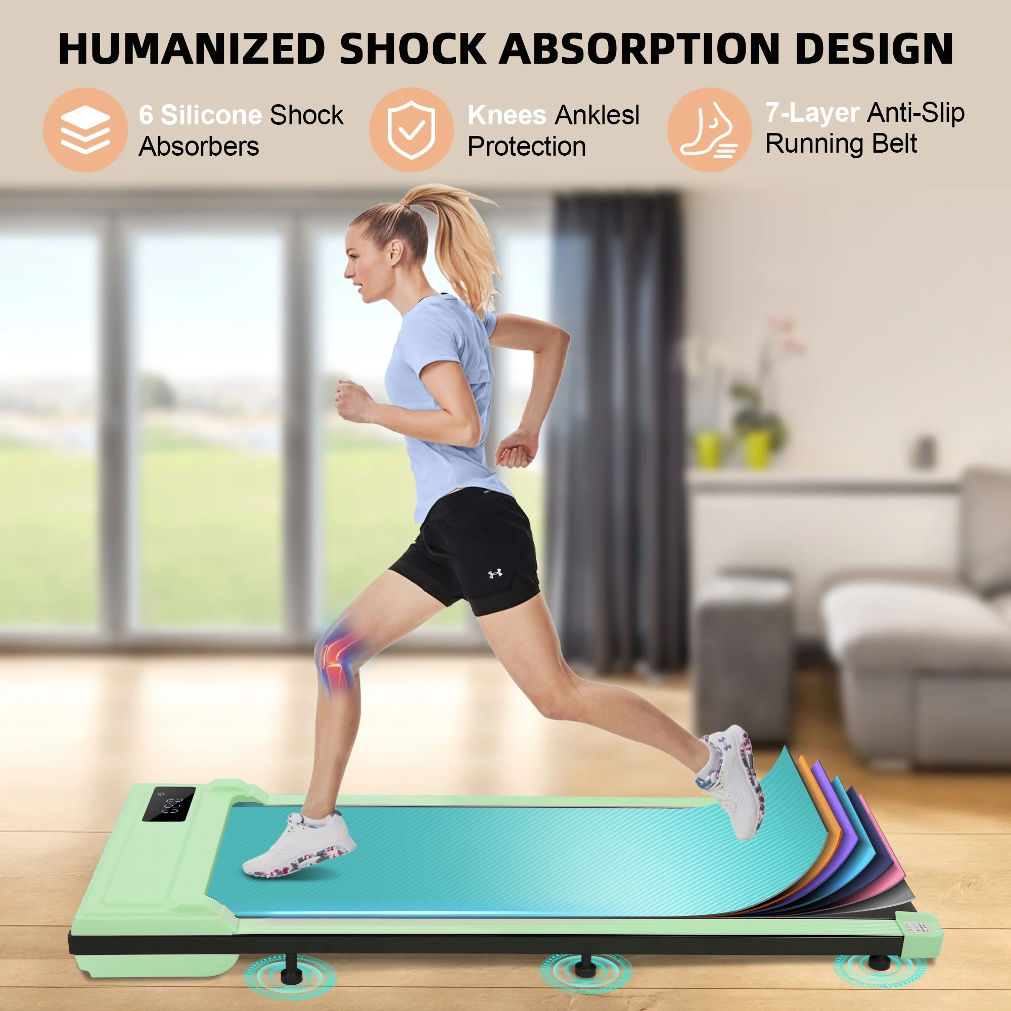 Walking Pad Treadmill, 2.5HP Under Desk Treadmill with Remote Control and LED Display, Portable Walking Treadmill for Home Office, Walking Jogging Machine with 300 lbs Weight Capacity