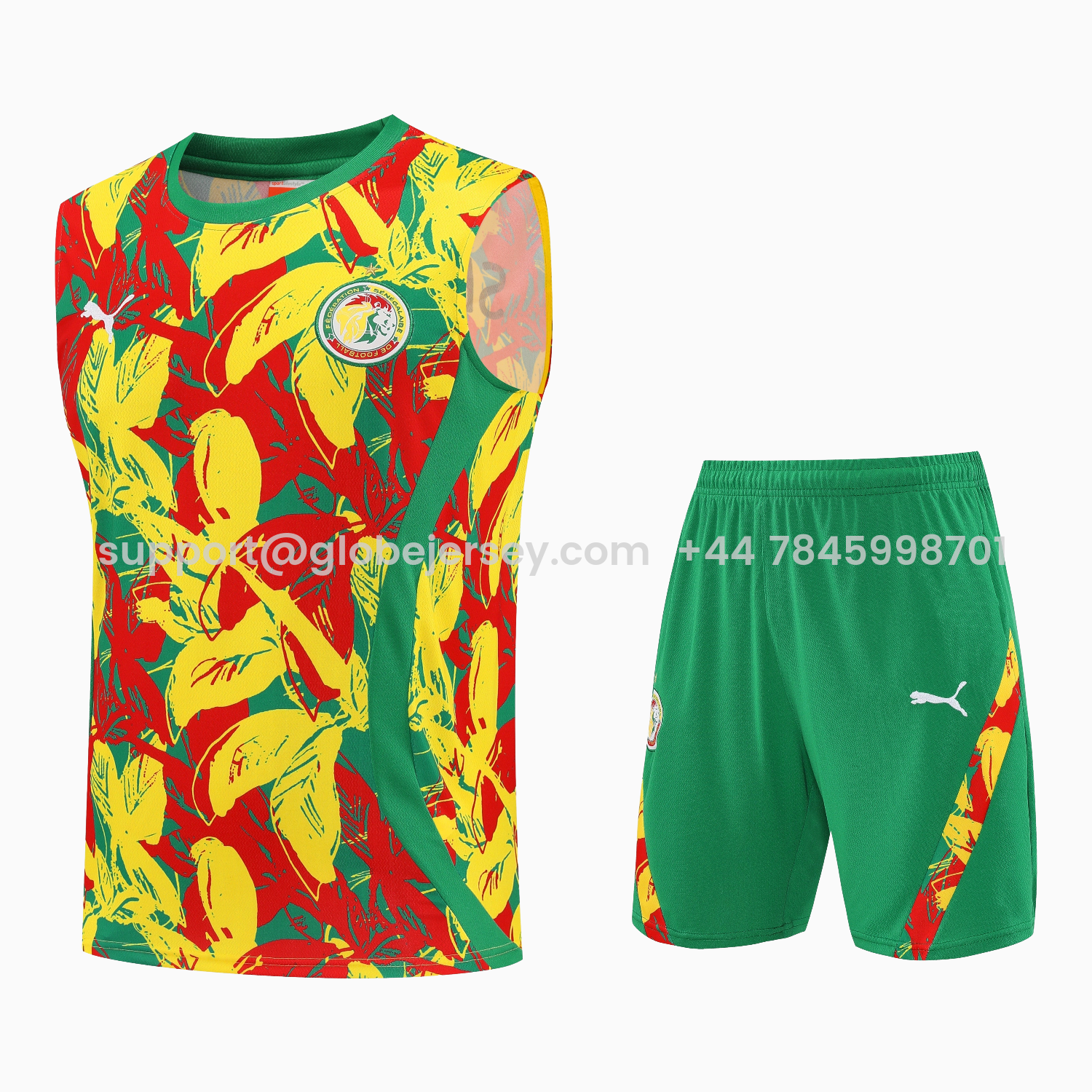 Senegal 2026 Vest Training Set - Variegated Vest and Green Shorts