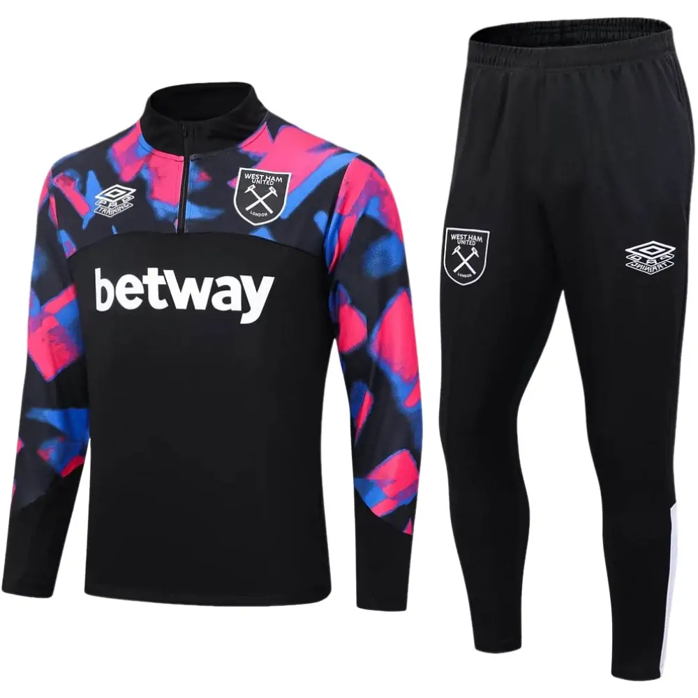 2022/2023 West Ham United Half-Pull Training Suit Black Football Shirt 1:1 Thai Quality Set