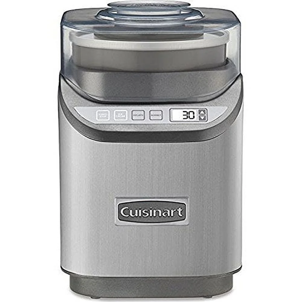 Cuisinart ICE-70 Electronic Ice Cream Maker Brushed Chrome Bundle with 1 Year Extended Protection Plan