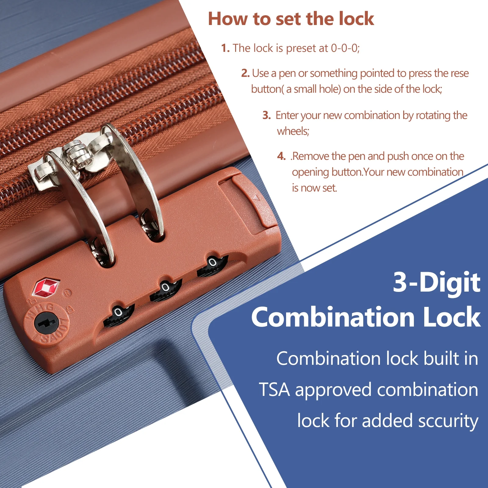 EUROCO 3 Piece Luggage Set, Expandable Hardshell Suitcase with TSA Lock and Double Spinner Wheels,ABS Lightweight Durable Travel luggage Set(20