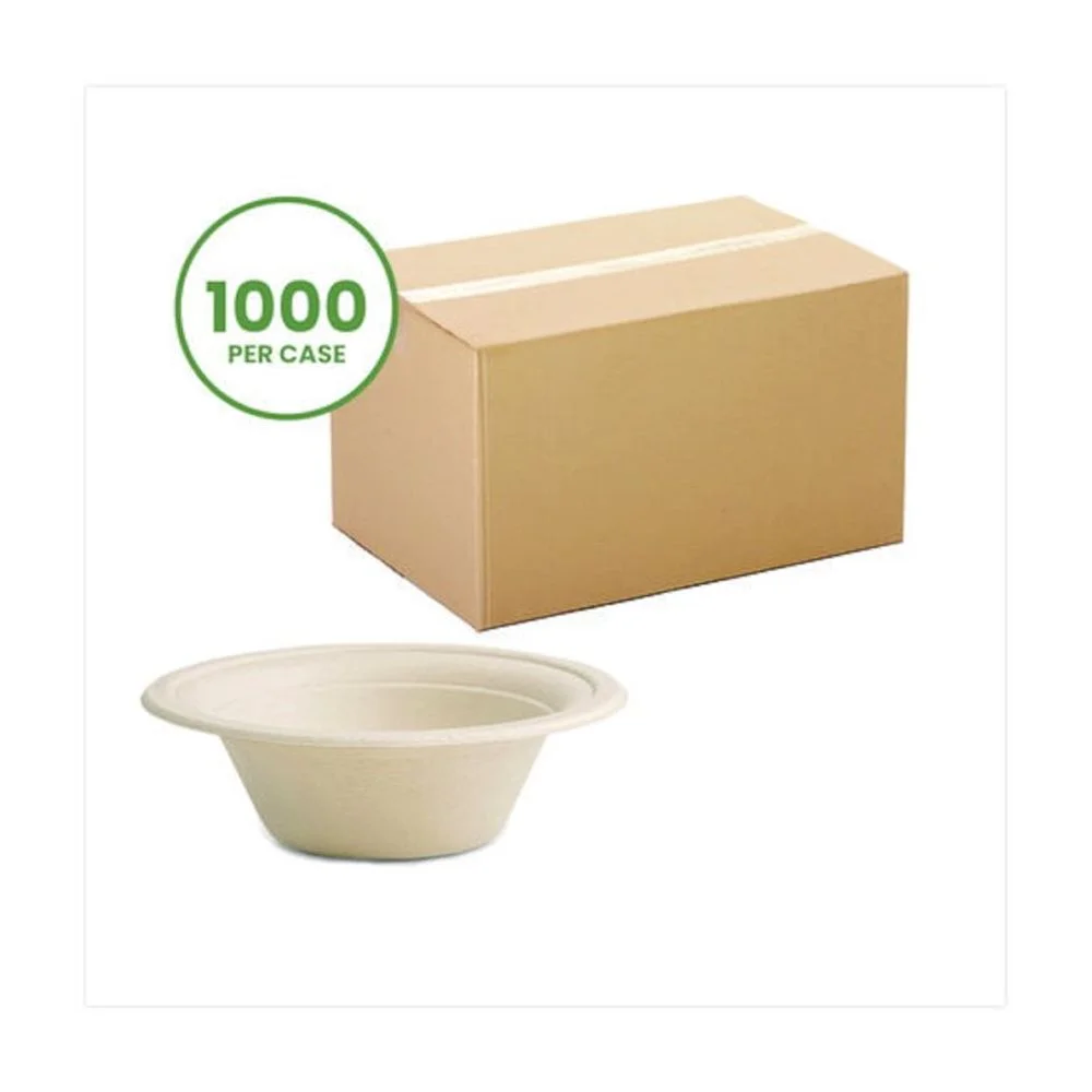 Vegware Nourish Molded Fiber Tableware, Compostable, Bowl, Sugarcane, 12 oz, White, 1,000/Carton