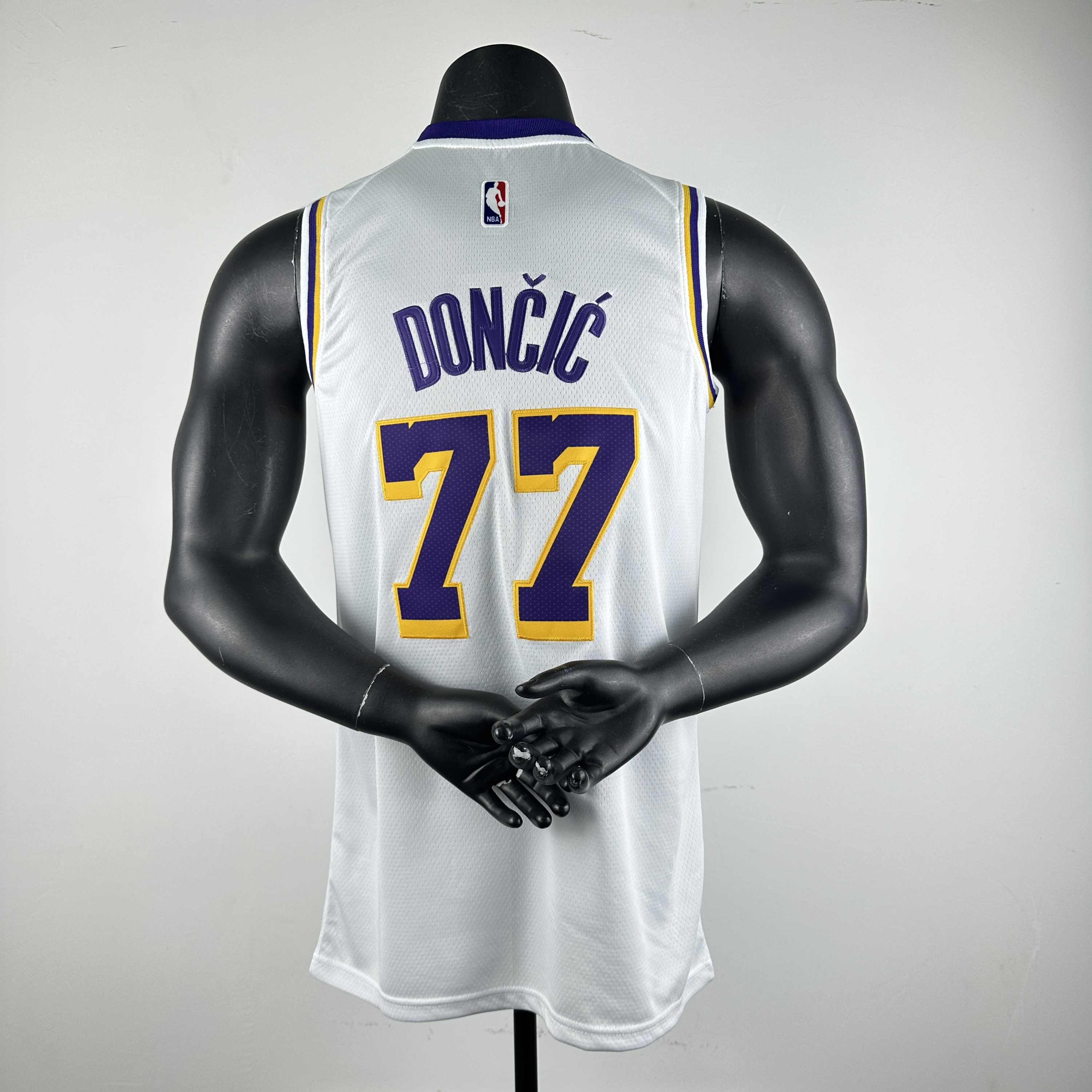 Embroidered Lakers Crew Neck White No. 77 Doncic