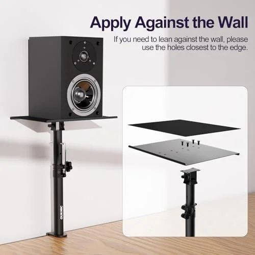 Clamp On Desktop Speaker Stand Holder Pair, Heavy Duty Audio Studio Monitor Stands Riser Tilt Height Adjustable, Universal Desk Mount Shelf Tray for Subwoofer Surround Sound Bookshelf Laptop