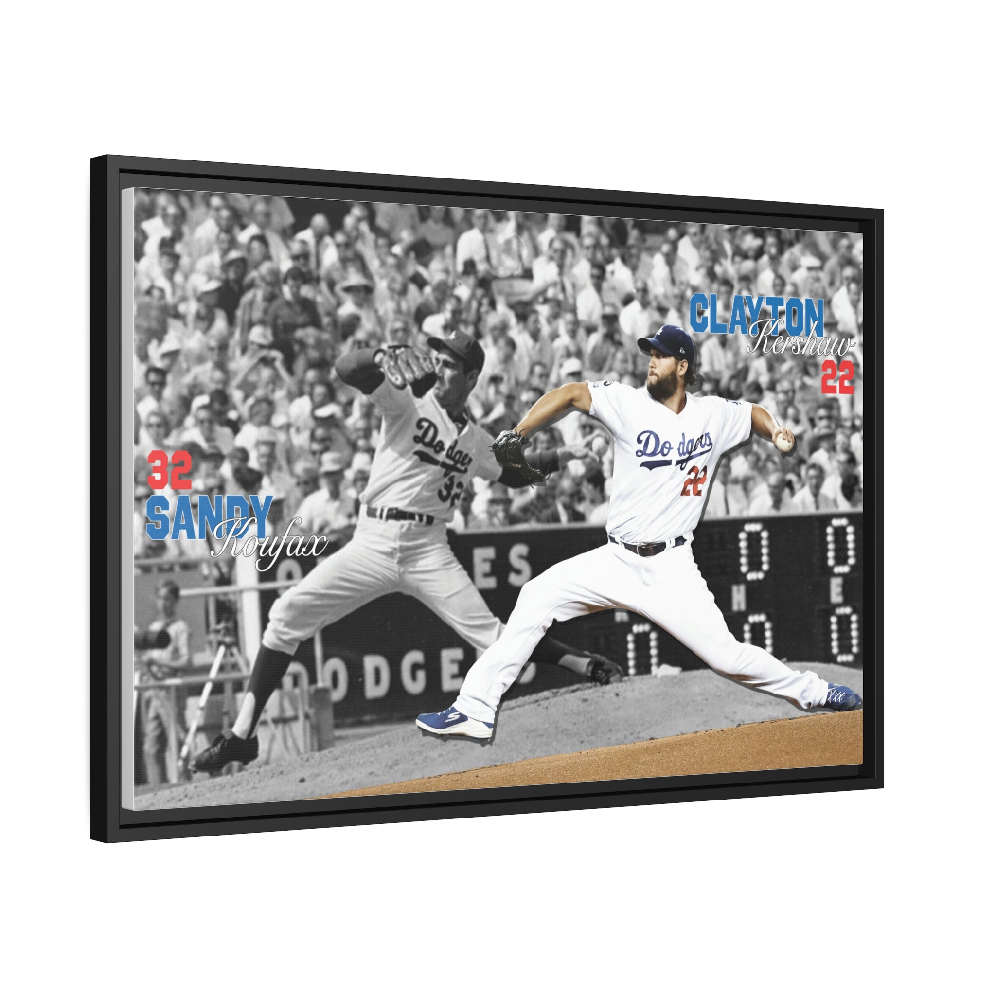 Sandy Koufax and Clayton Kershaw Los Angeles Dodgers All-Time Greats Premium Wall Art Framed Canvas