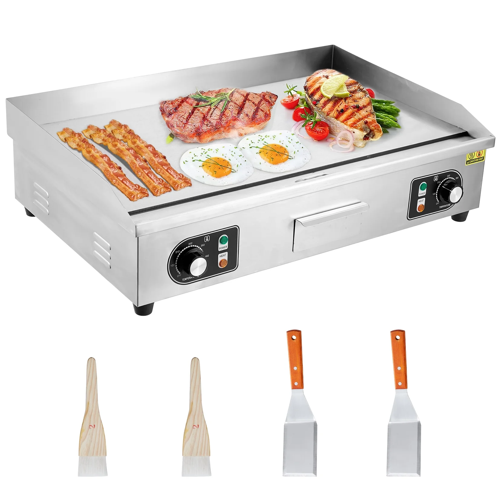 EastVita 22-Inch Commercial Electric Countertop Grill, Non-Stick Electric Grill Plate, Temperature Control 122��F-572��F, 1600W Electric Grill Pan