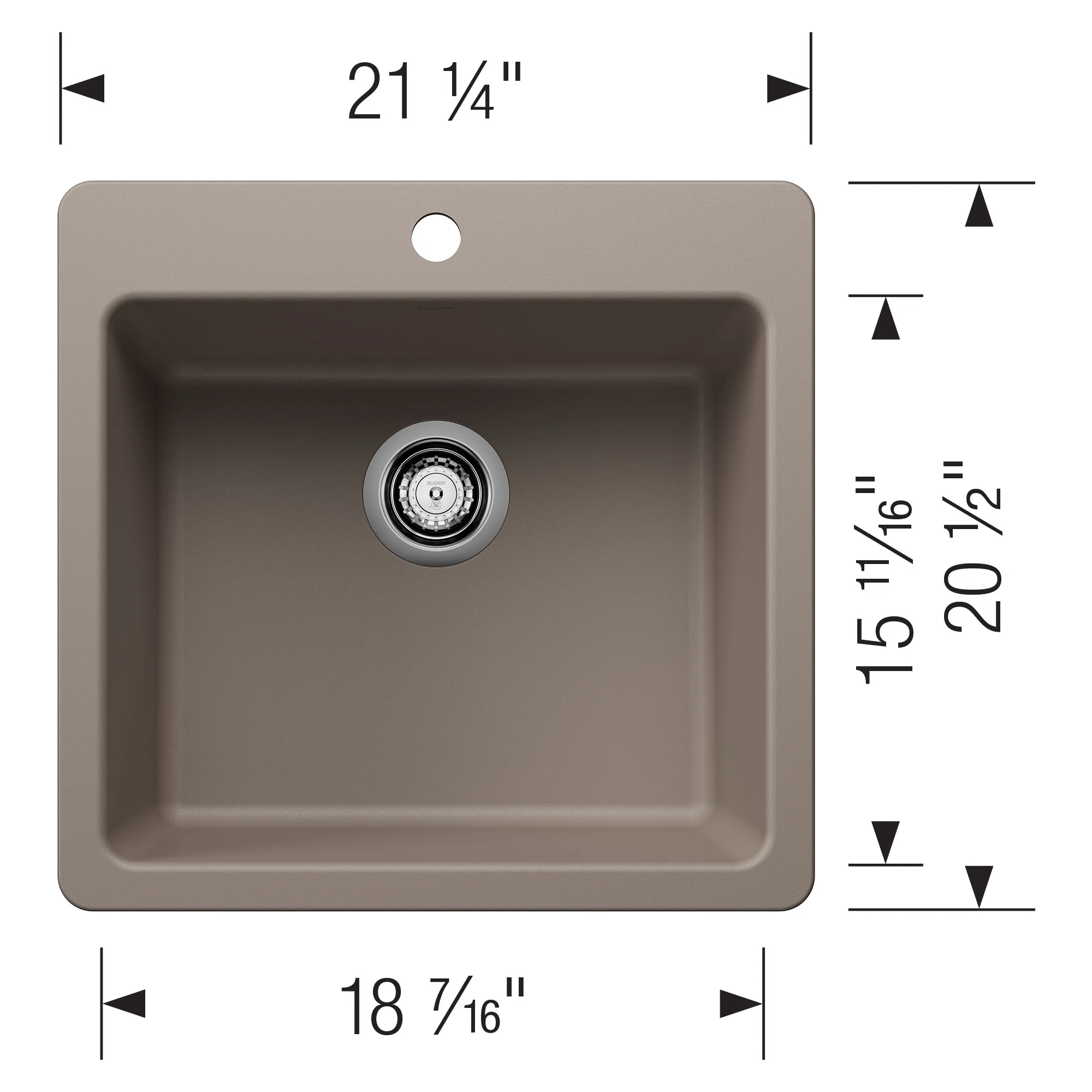 Blanco 443227 21 in. Liven Silgranti Single Bowl Dual Mount Kitchen Sink - Anthracite