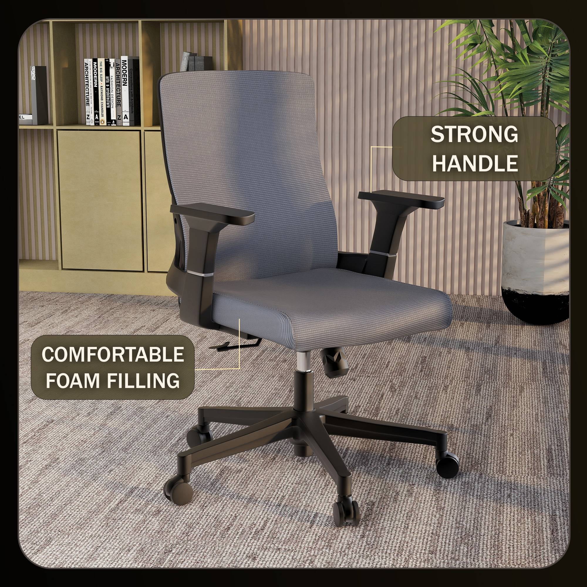 LeisureMod Brio Modern Office Chair Ergonomic Lumbar Support Computer Chair Adjustable Desk Chair with 360 Degree Swivel and Tilt in Blue