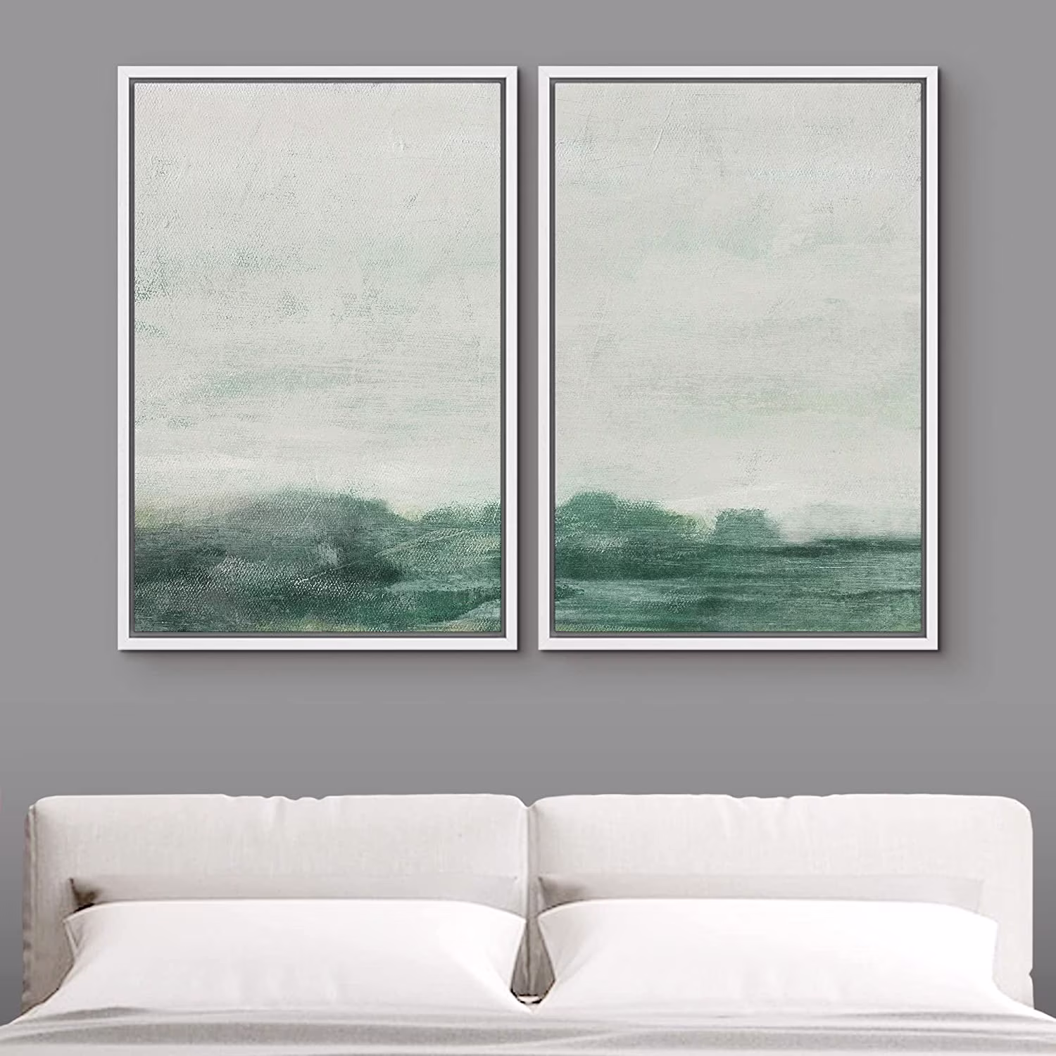 IDEA4WALL Framed Canvas Print Wall Art Set of 2 Watercolor Pastel Duotone Tan Landscape Abstract Modern Art Multicolor Contemporary Artwork for Bedroom, Office - 16