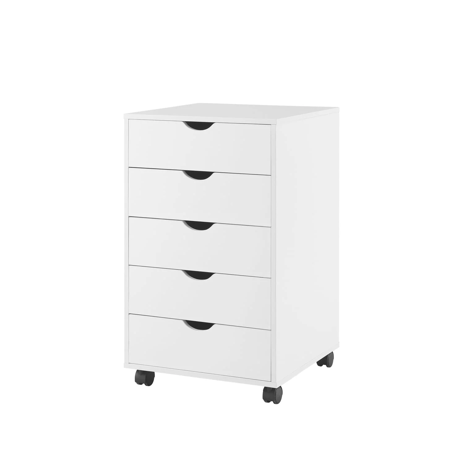 Naomi Home 5 Drawer Office Storage File Cabinet, Under desk storage file cabinets for Home Office, Office Organization Filing Cabinet with Wheels, Printer stand with storage, 180 lbs Capacity – White