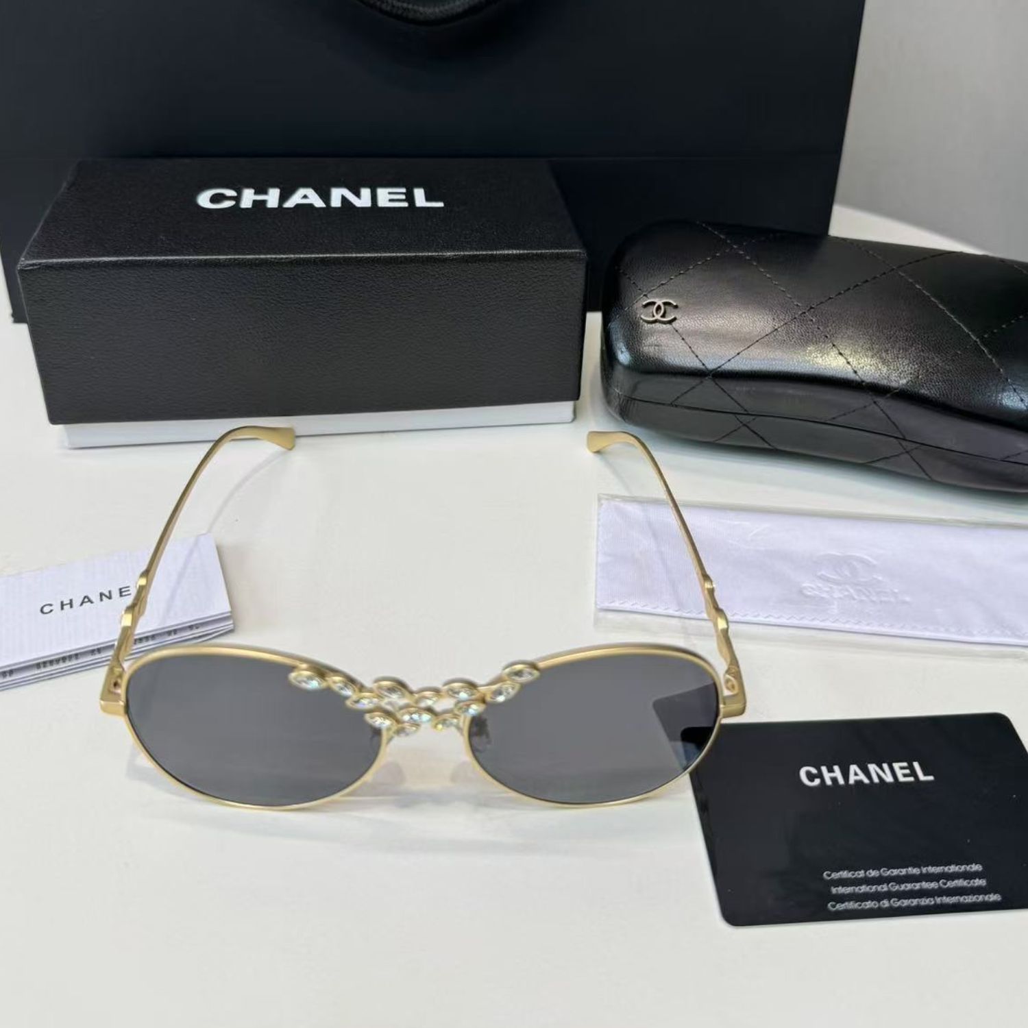 Chanel Pilot Sunglasses Gold For Women A71582 X02570 L9514