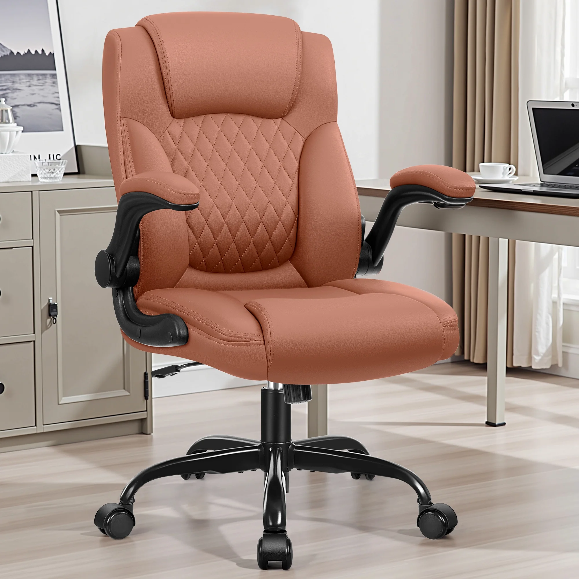 COOLHUT Leather Office Chair, Big and Tall Office Chair 400LBS Wide Seat Ergonomic Computer Desk Chair High Back Executive Leather Chair Adjustable Task Chair Lumbar Back with 8-Year Warranty, Black