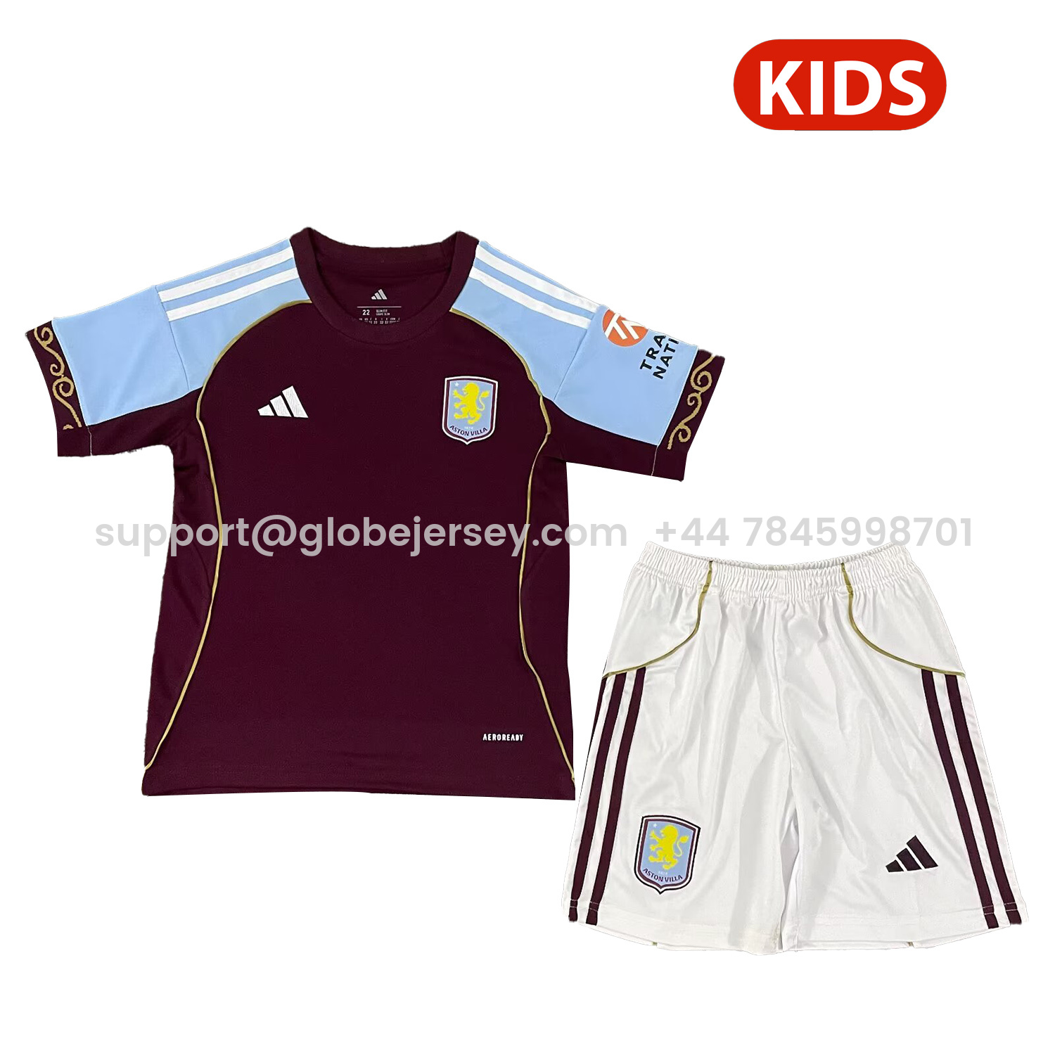 Aston Villa 25-26 Home Unsponsored Kids Kit