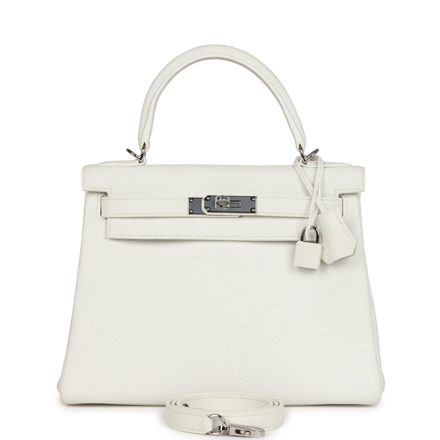 Kelly Retourne 28 White Clemence Palladium Hardware