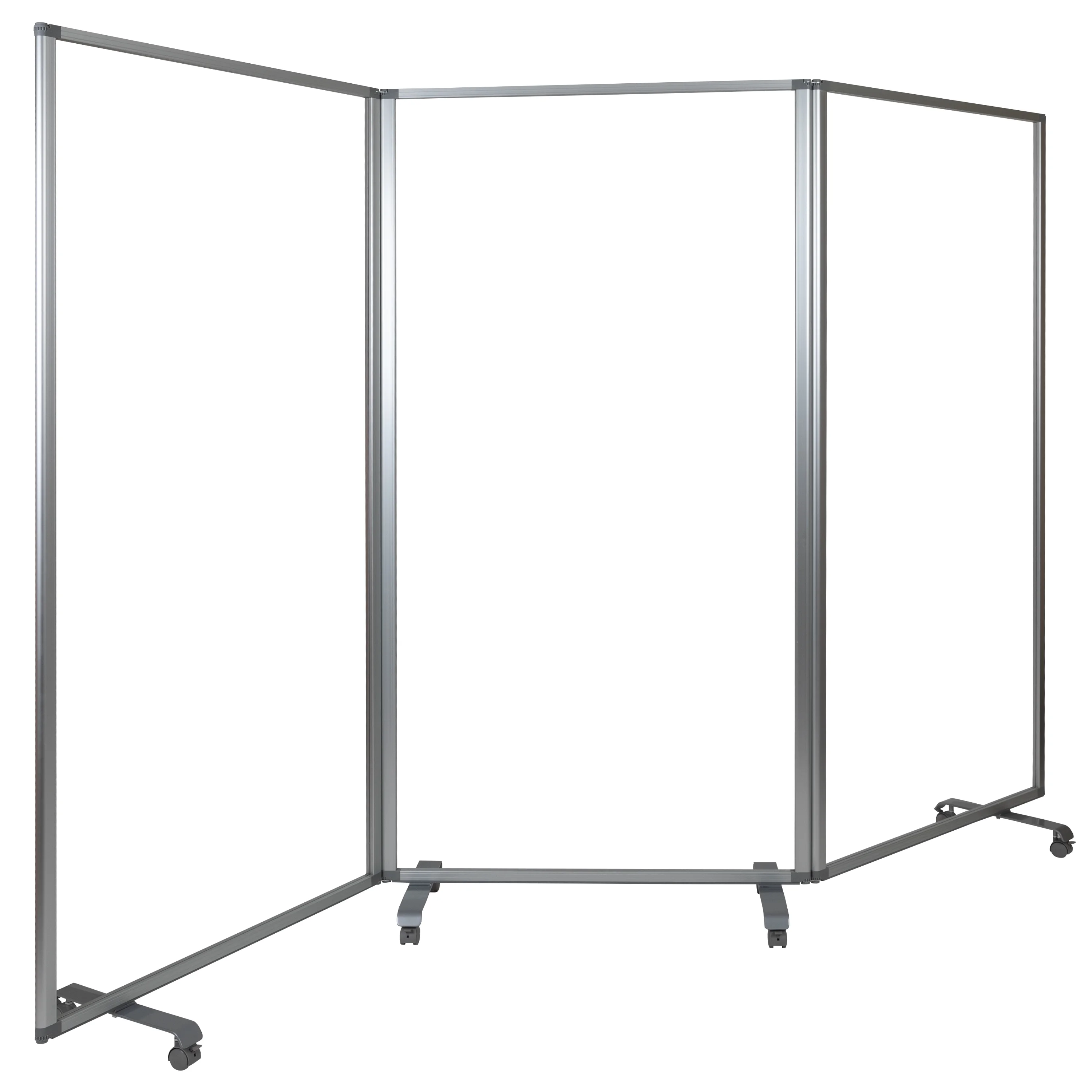 BizChair Transparent Acrylic Mobile Partition with Lockable Casters, 72