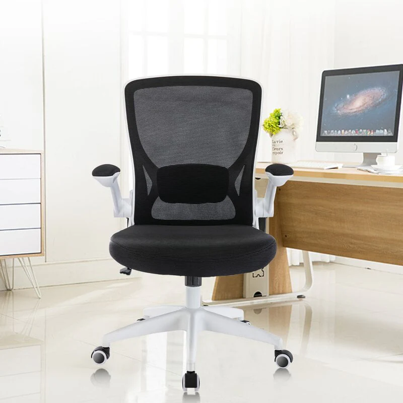 Coolhut Ergonomic Office Chair, Lumbar Support Ergonomic Mesh Desk Chair with Flip-up Arms (Black)