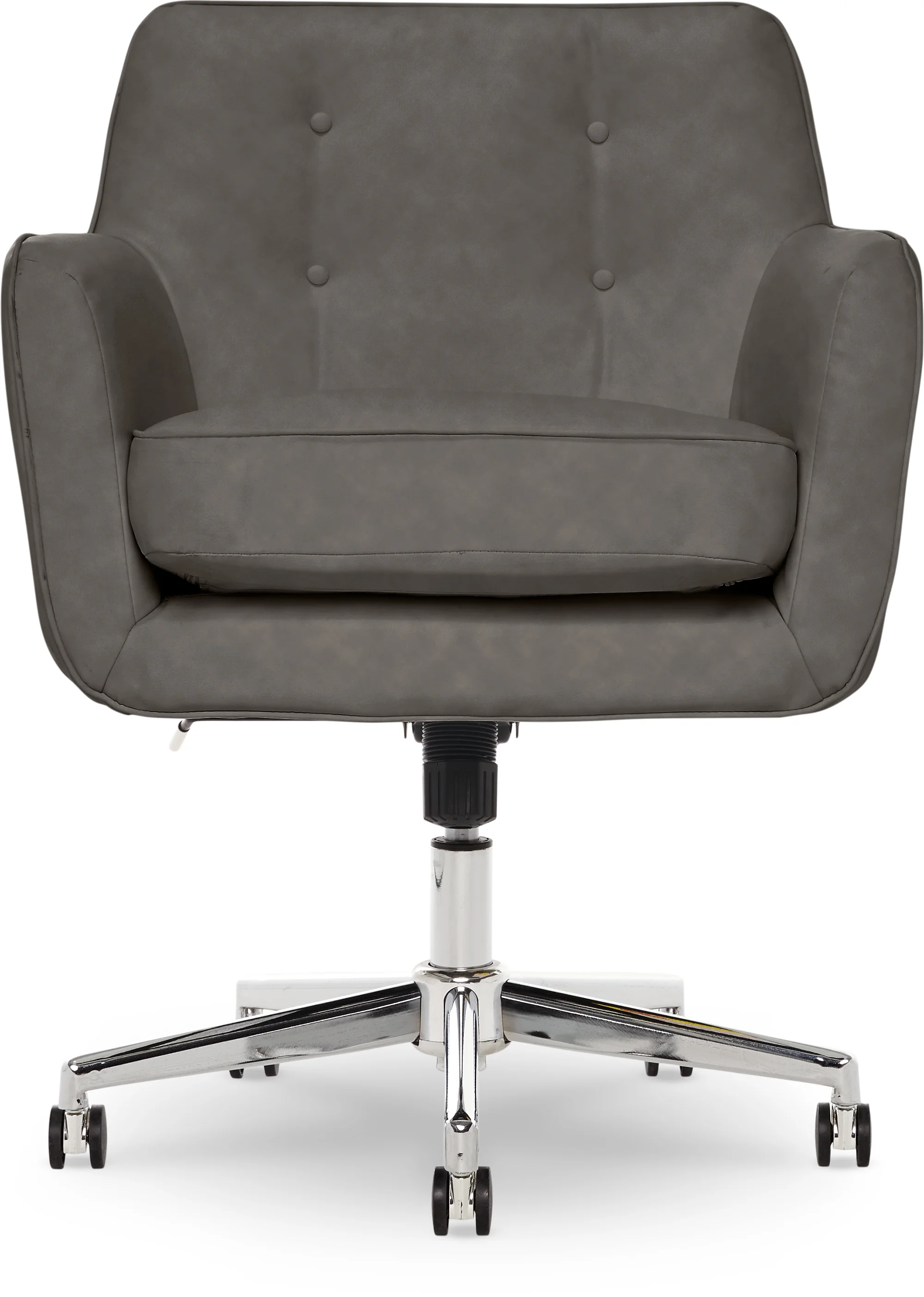 Serta Ashland Office Desk Chair, Button Tufted Mid-Back, Memory Foam Cushion, Chrome Swivel Base, Charcoal