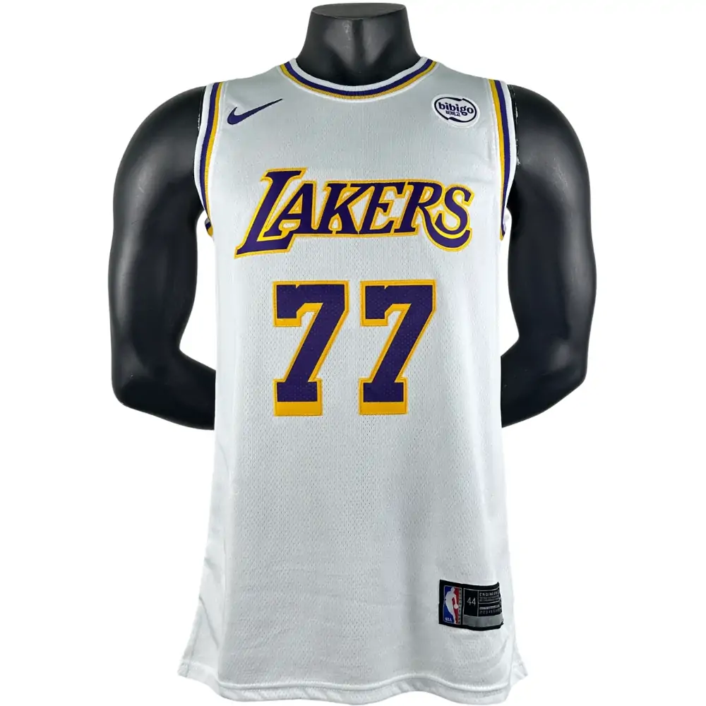 Embroidered Lakers Crew Neck White No. 77 Doncic