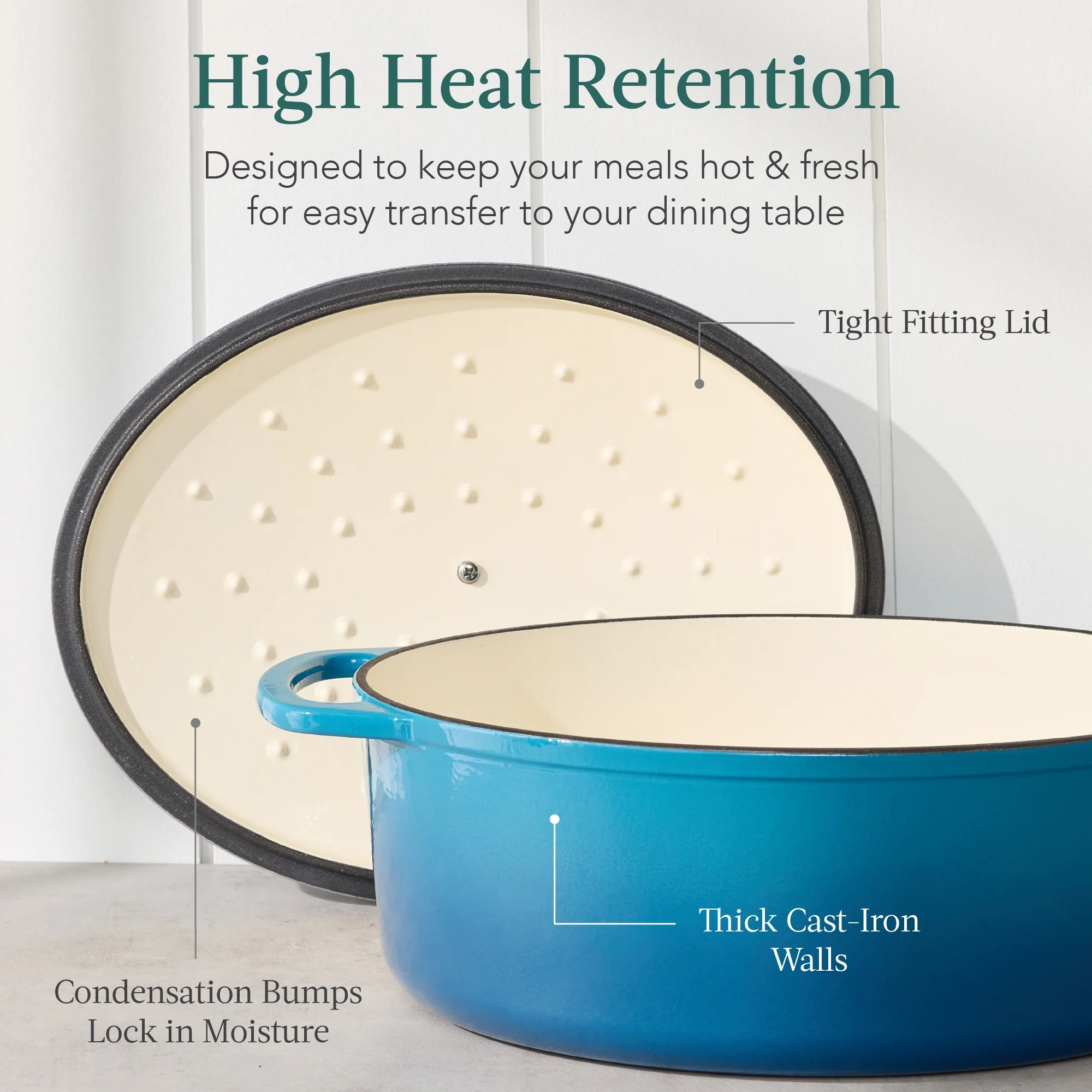 Best Choice Products Oval 7.5 Quart Cast-Iron Dutch Oven, Heavy-Duty w/ Enamel, Side Handles - Vanilla Buttercream